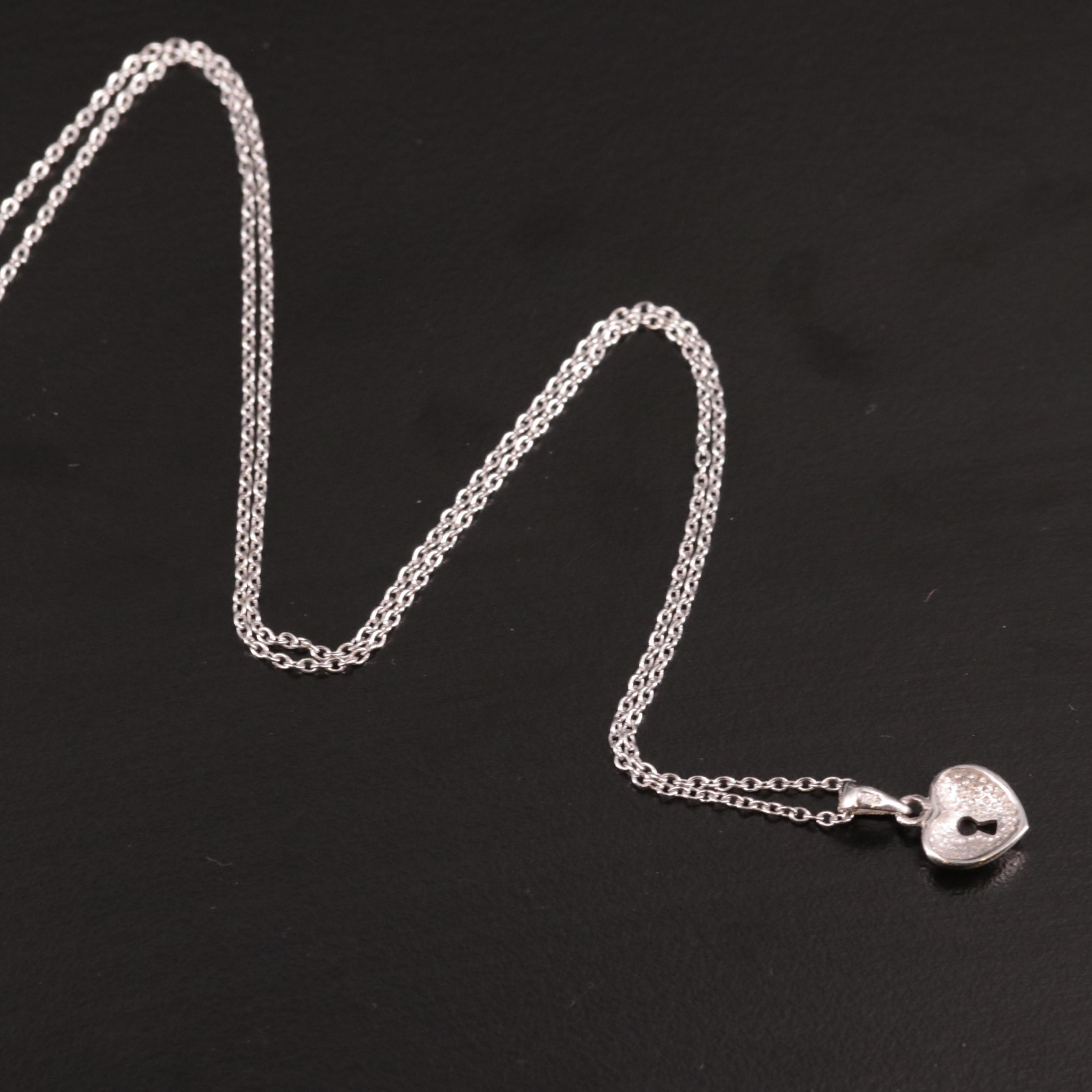 Sterling Heart with Keyhole Pendant Necklace