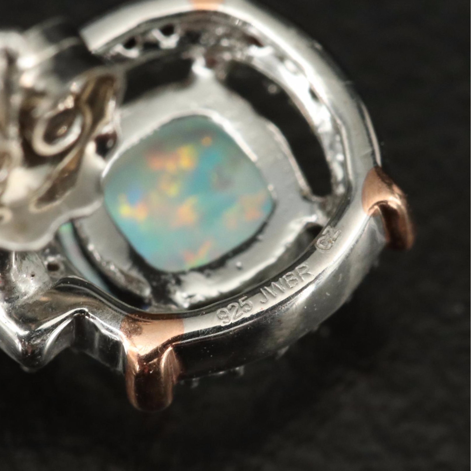 Sterling Opal and Cubic Zirconia Stud Earrings