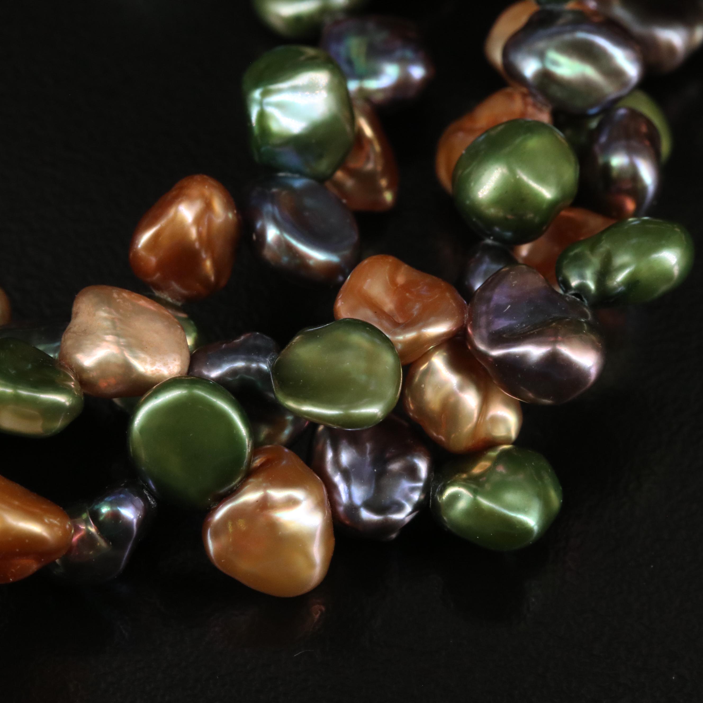 Sterling Triple Strand Pearl Necklace