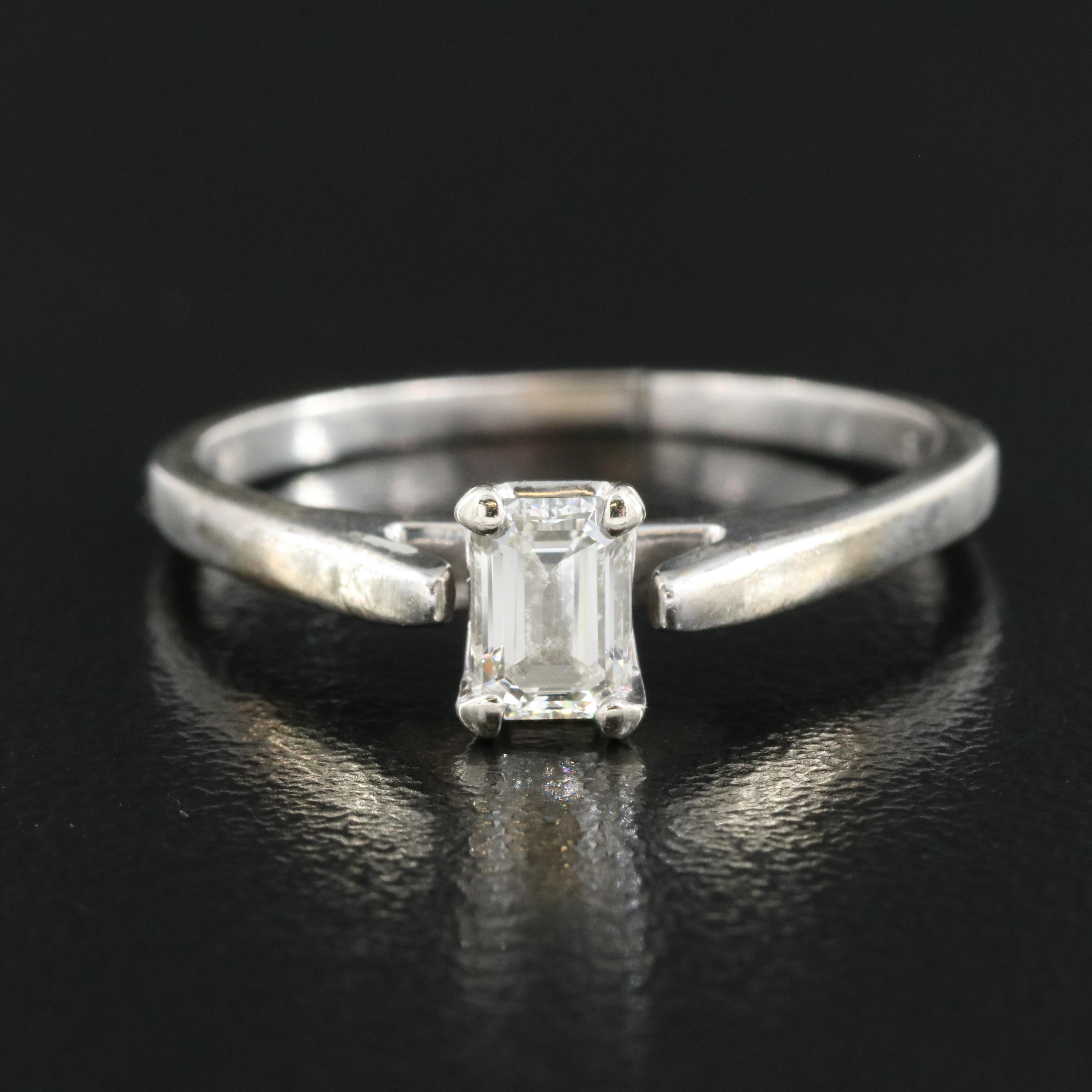 14K 0.47 CT Diamond Cathedral Set Solitaire Ring