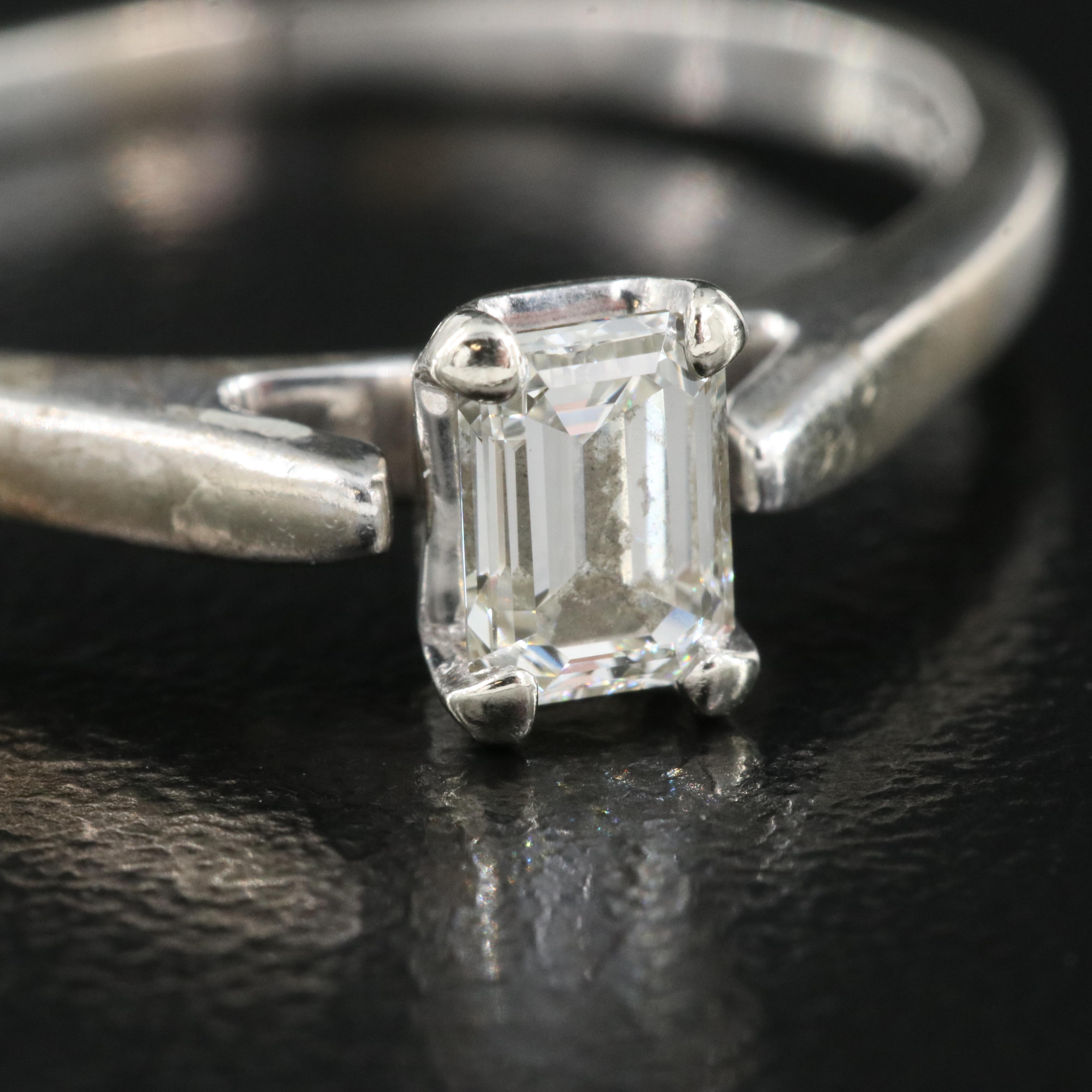 14K 0.47 CT Diamond Cathedral Set Solitaire Ring