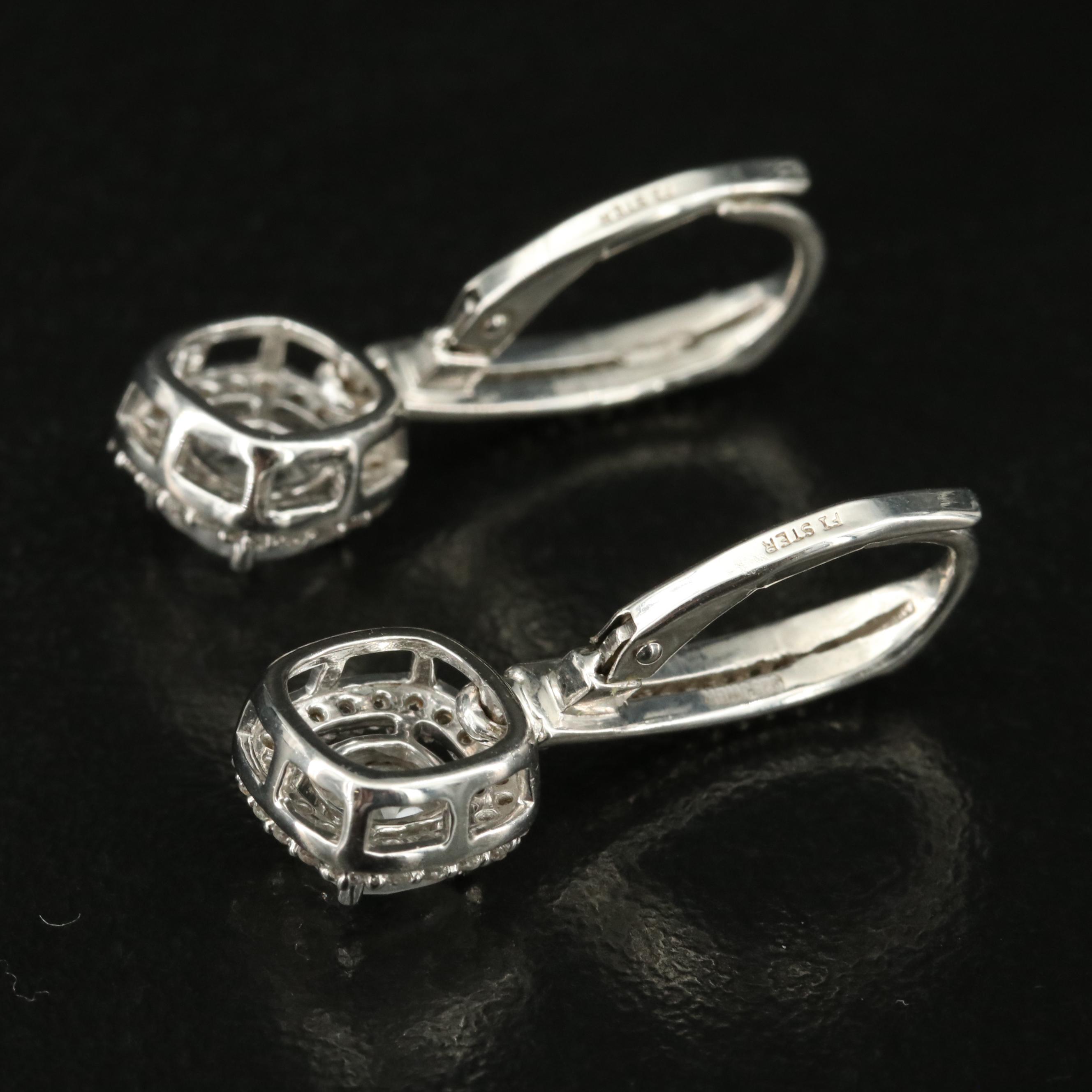 Sterling Sapphire Halo Earrings