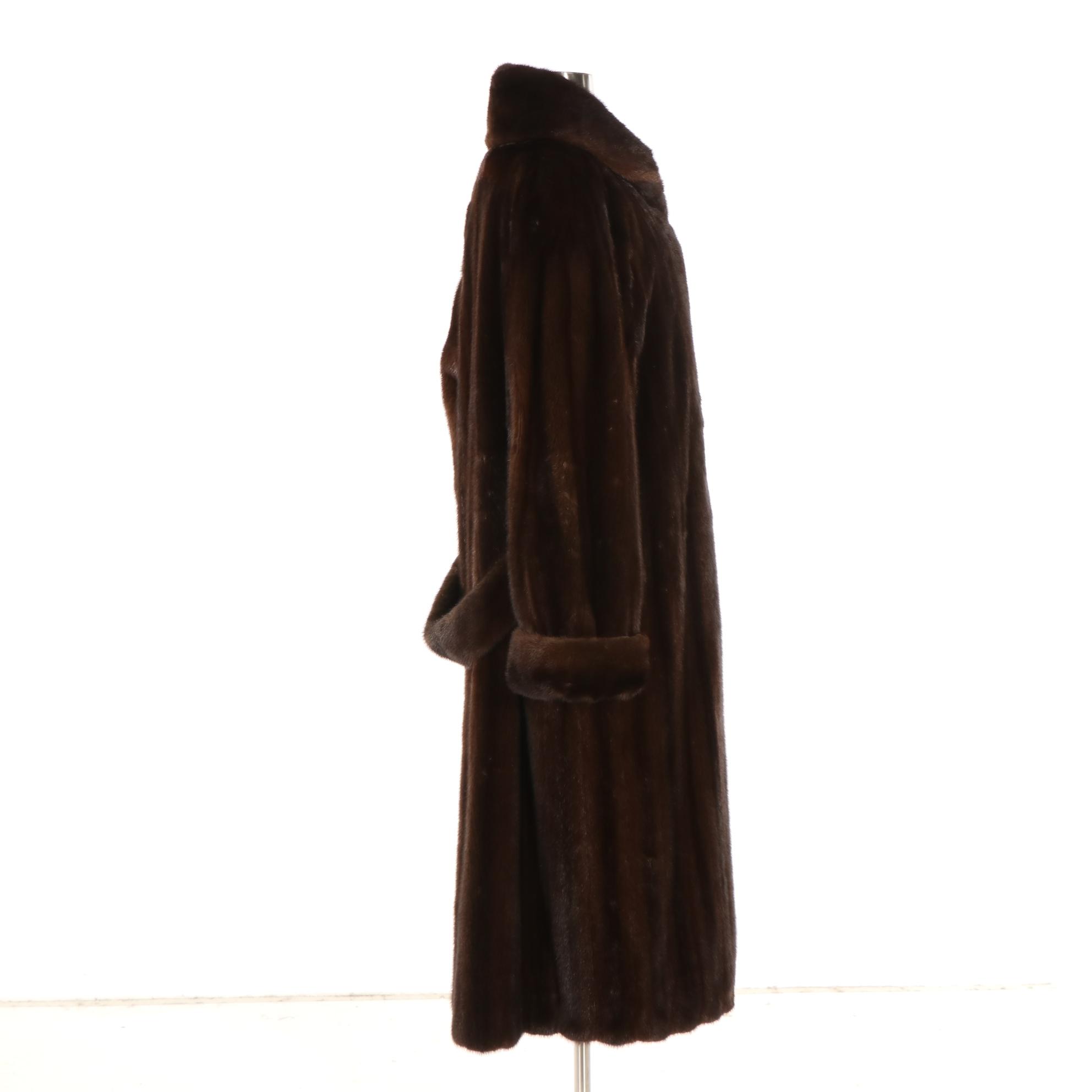 Mink Fur Shawl Collar Coat with Detachable Half-Belt