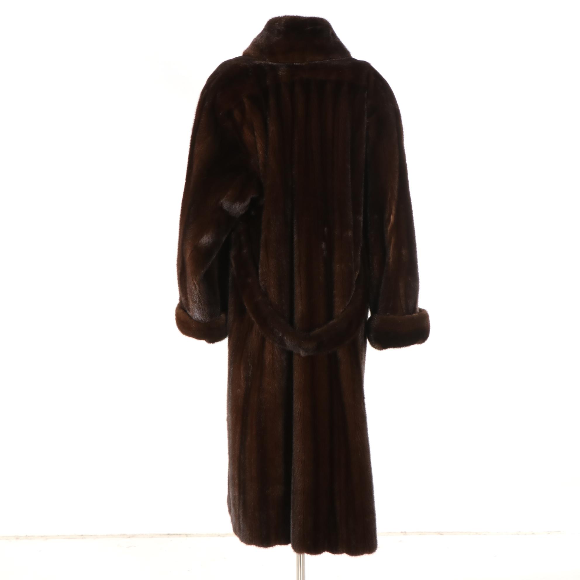 Mink Fur Shawl Collar Coat with Detachable Half-Belt