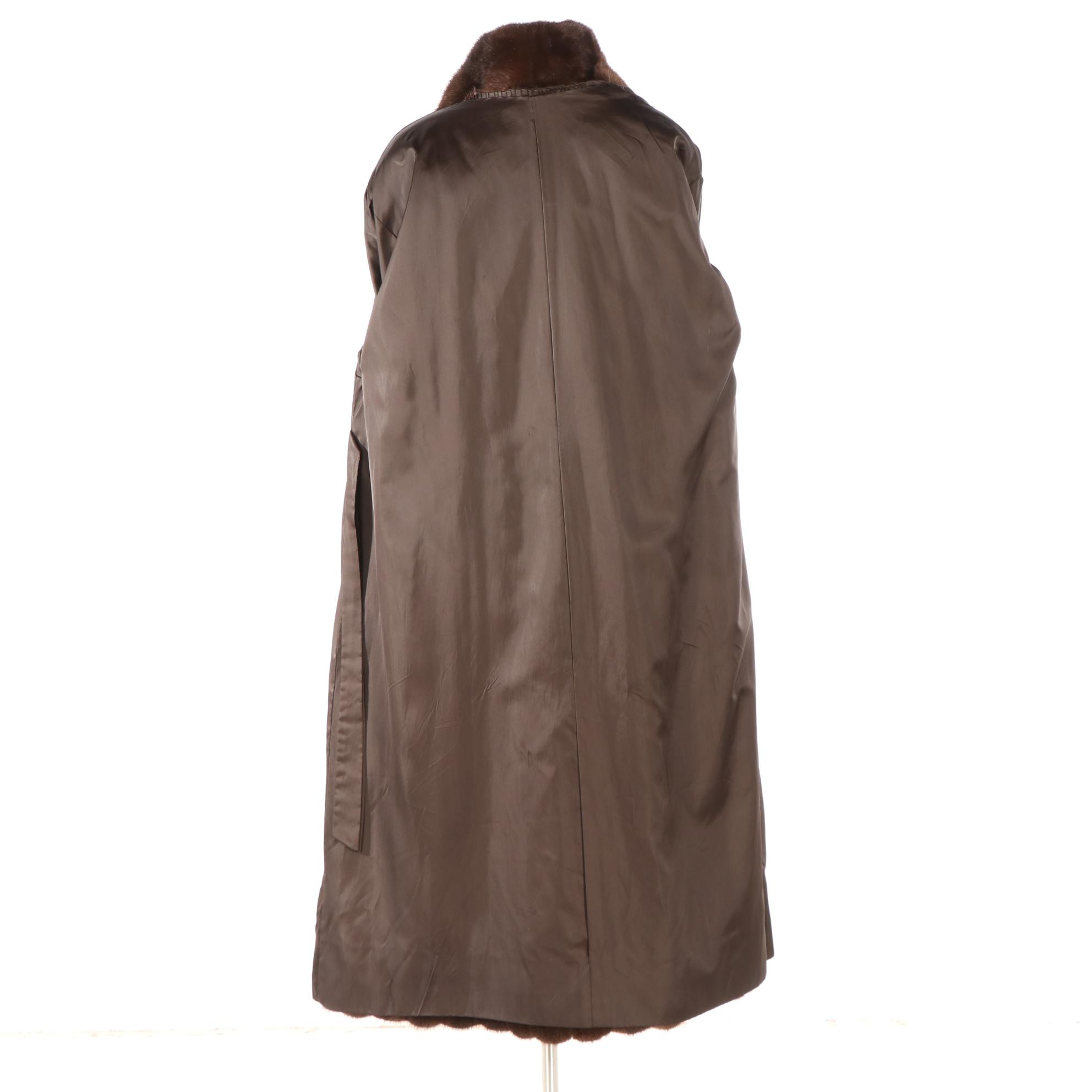 Mink Fur Shawl Collar Coat with Detachable Half-Belt