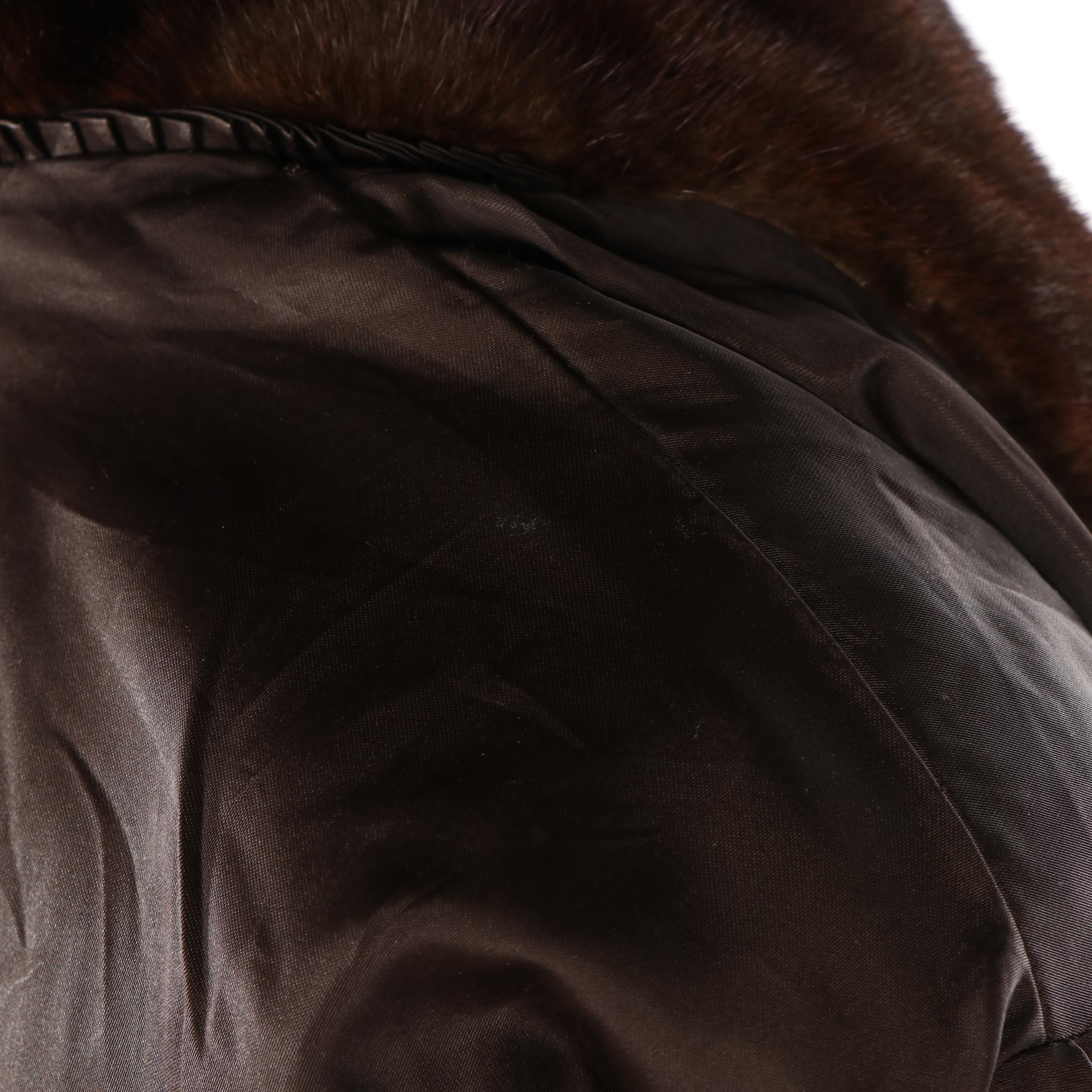 Mink Fur Shawl Collar Coat with Detachable Half-Belt