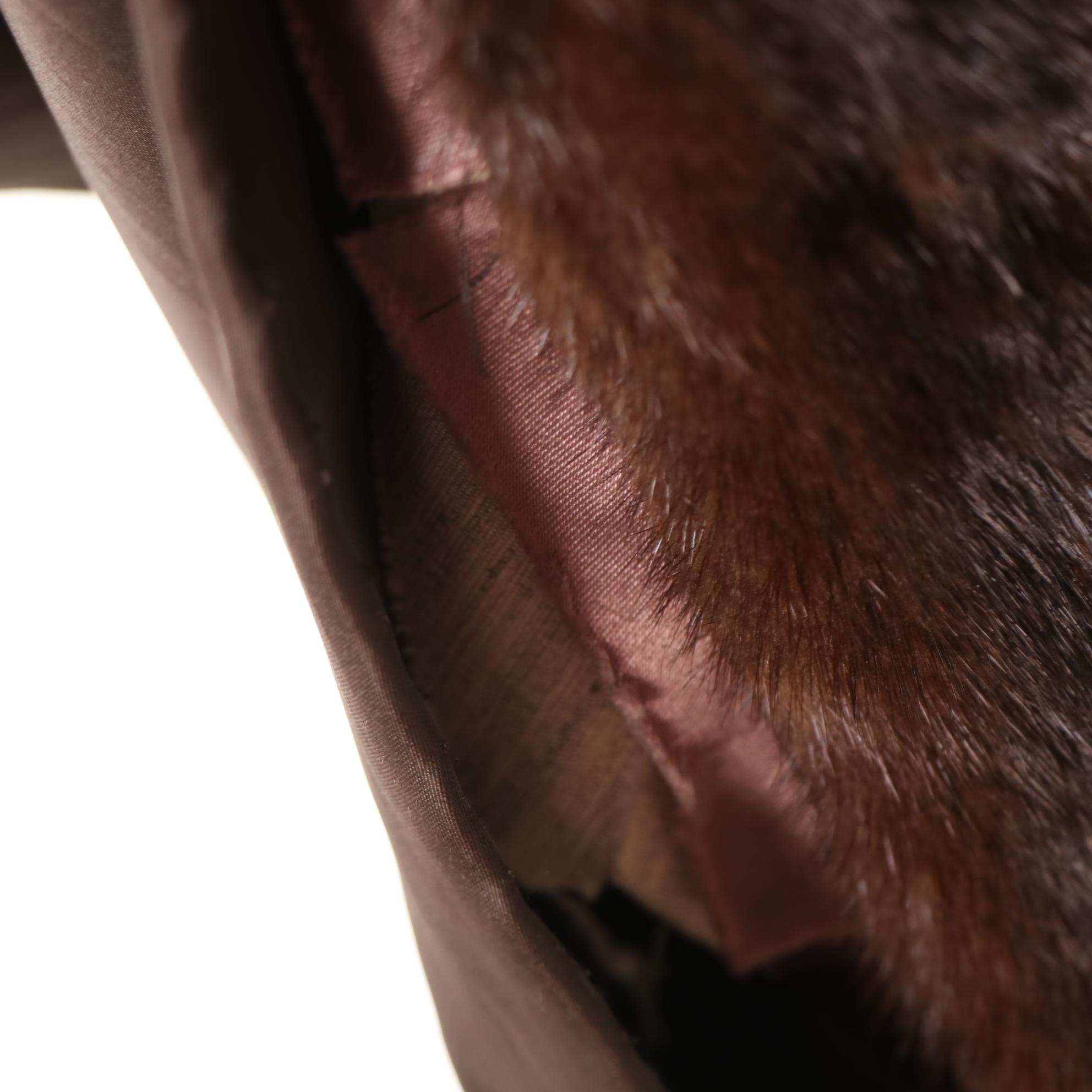 Mink Fur Shawl Collar Coat with Detachable Half-Belt