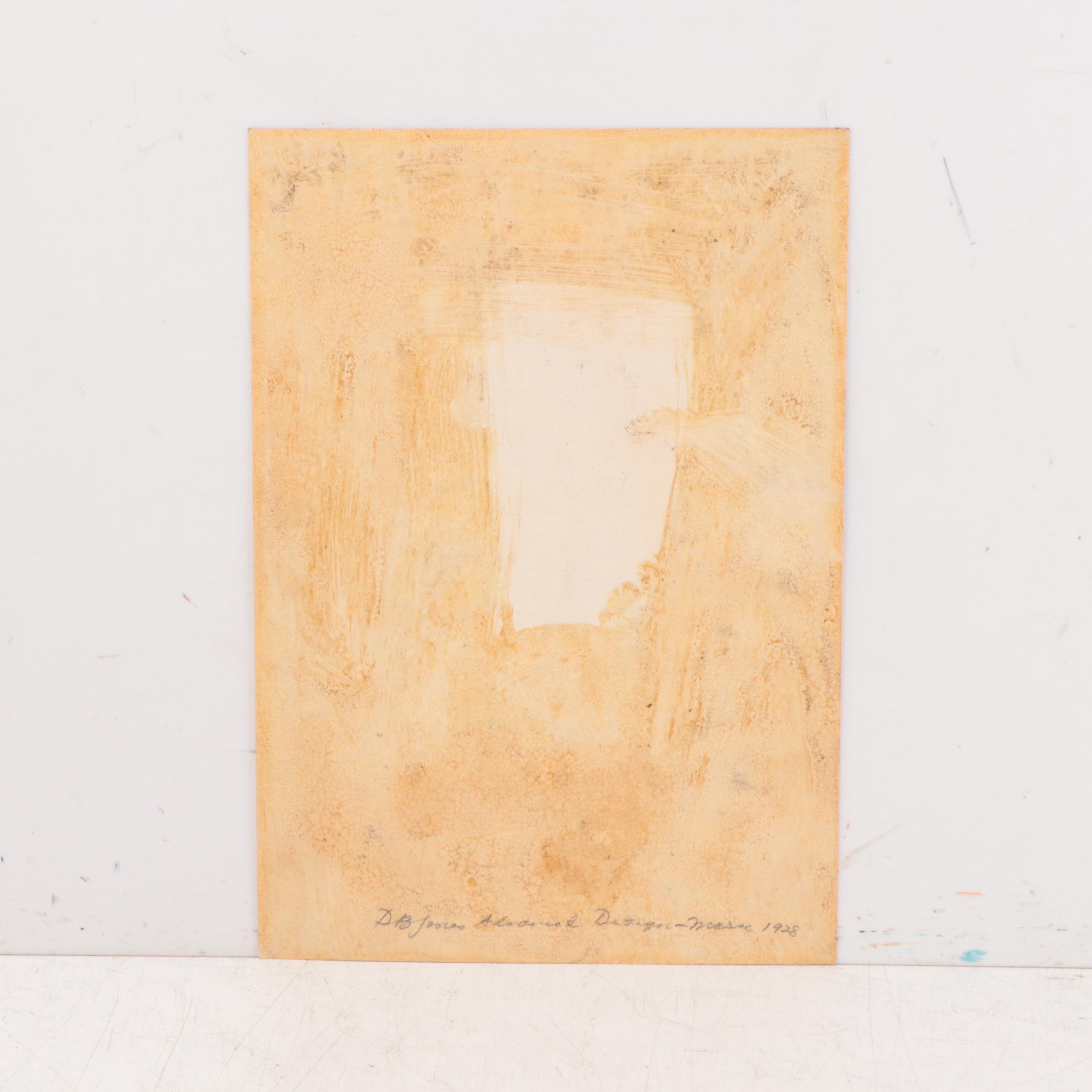 Dan Burne Jones Watercolor and Gouache Painting of Geometric Scene, 1928