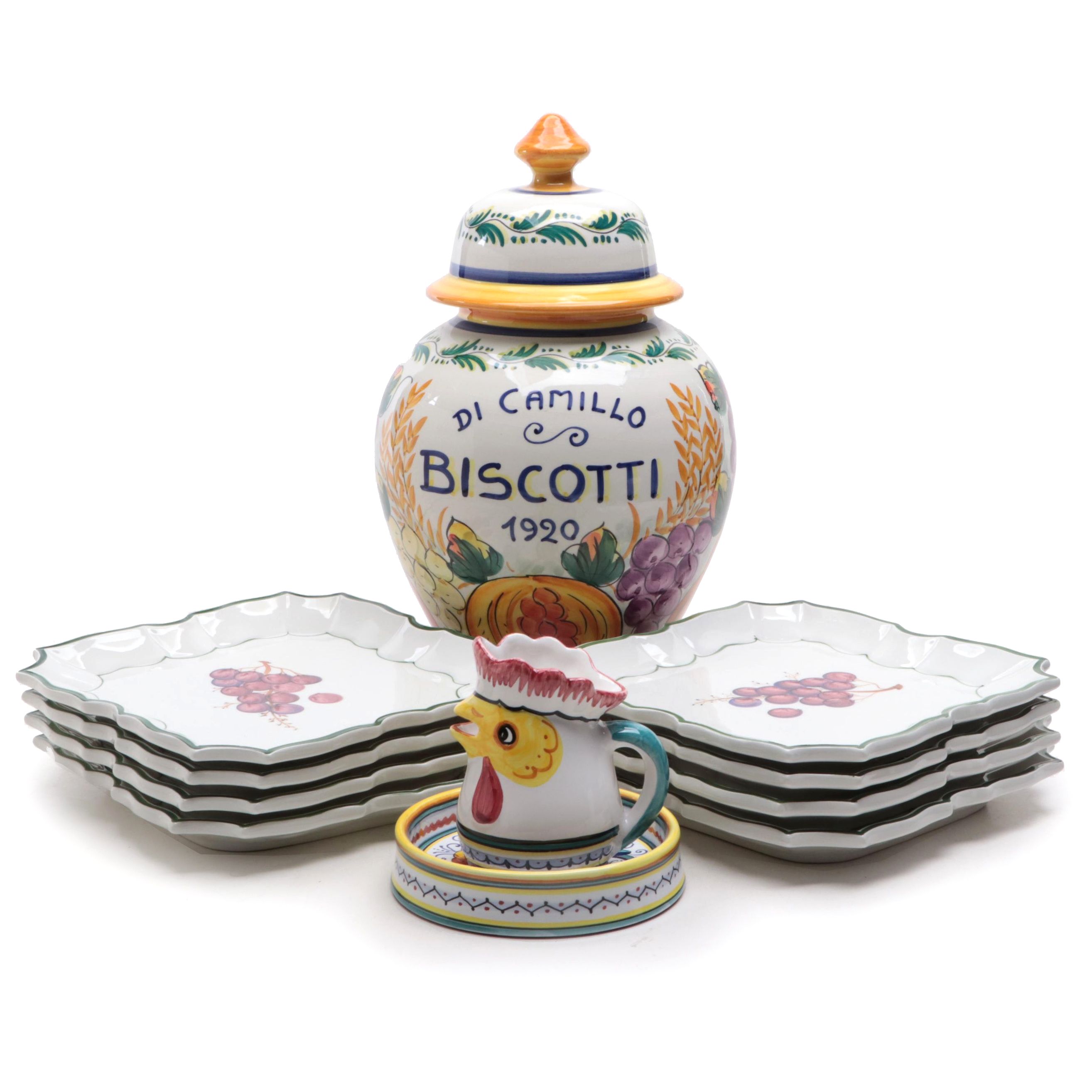 Vietri "Disappearing Grape" Plates with Other Italian Cookie Jar and More
