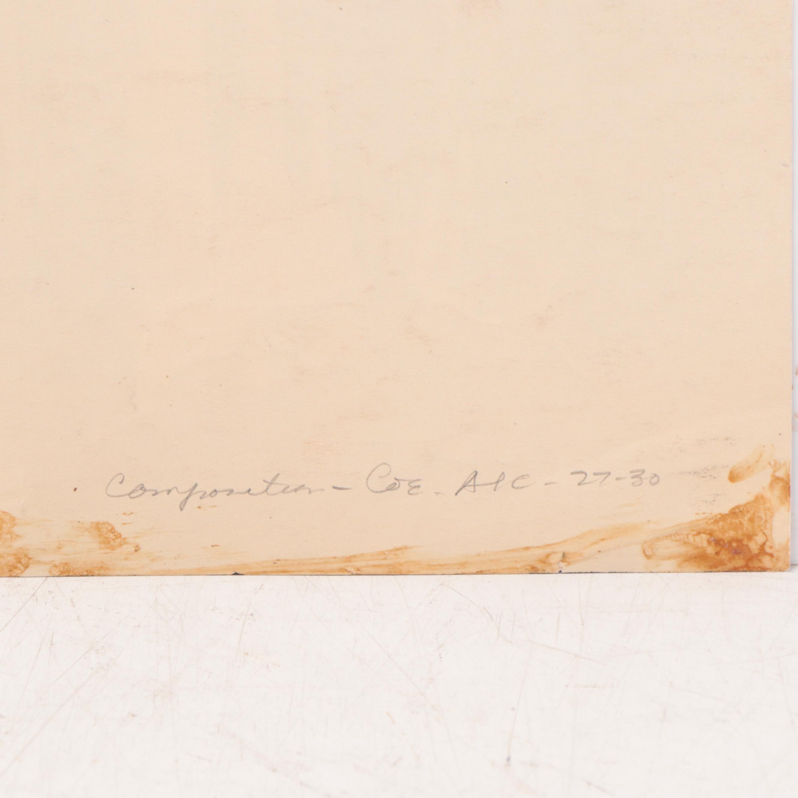 Dan Burne Jones Art Deco Gouache Painting of a Man and Towers