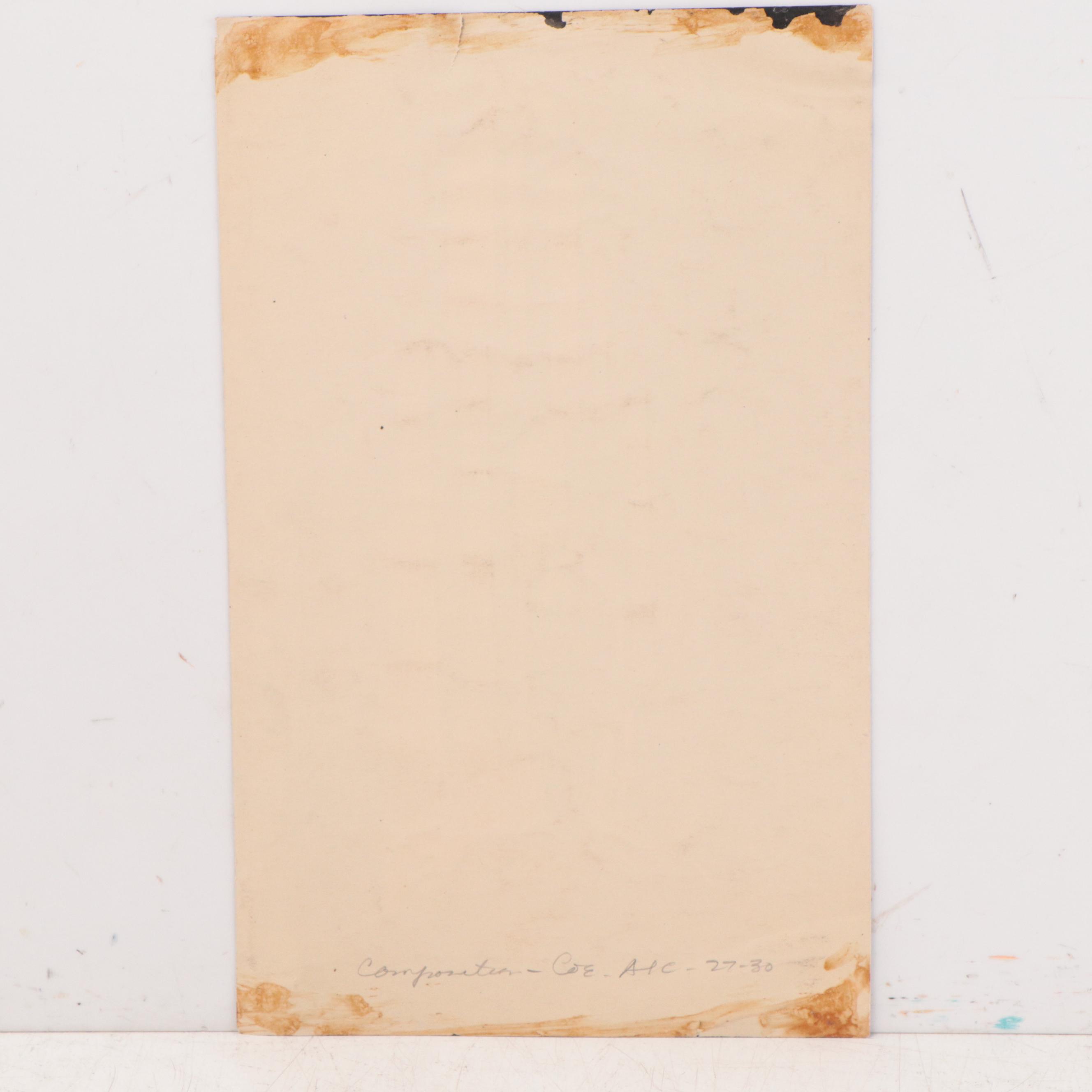 Dan Burne Jones Art Deco Gouache Painting of a Man and Towers