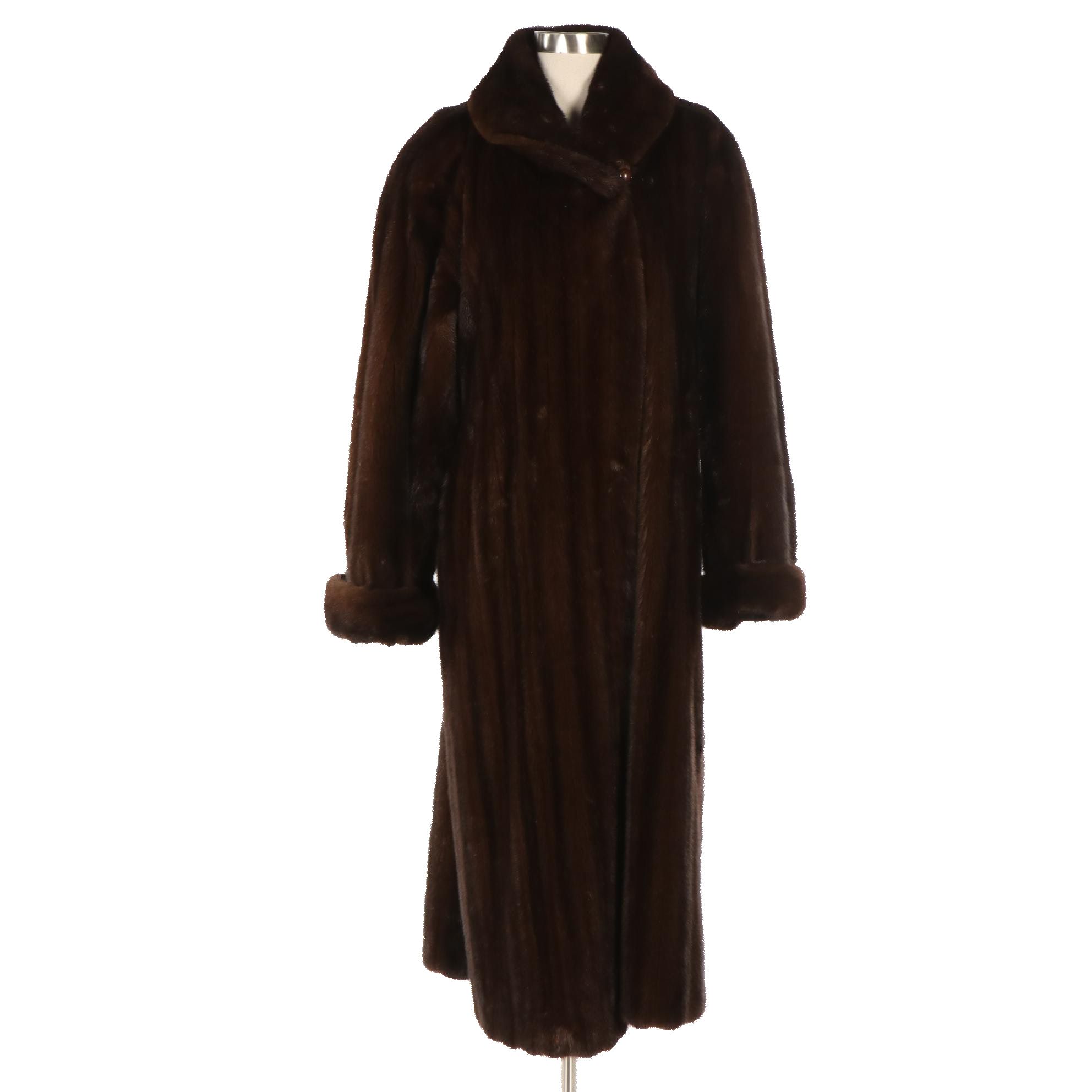 Mink Fur Shawl Collar Coat with Detachable Half-Belt