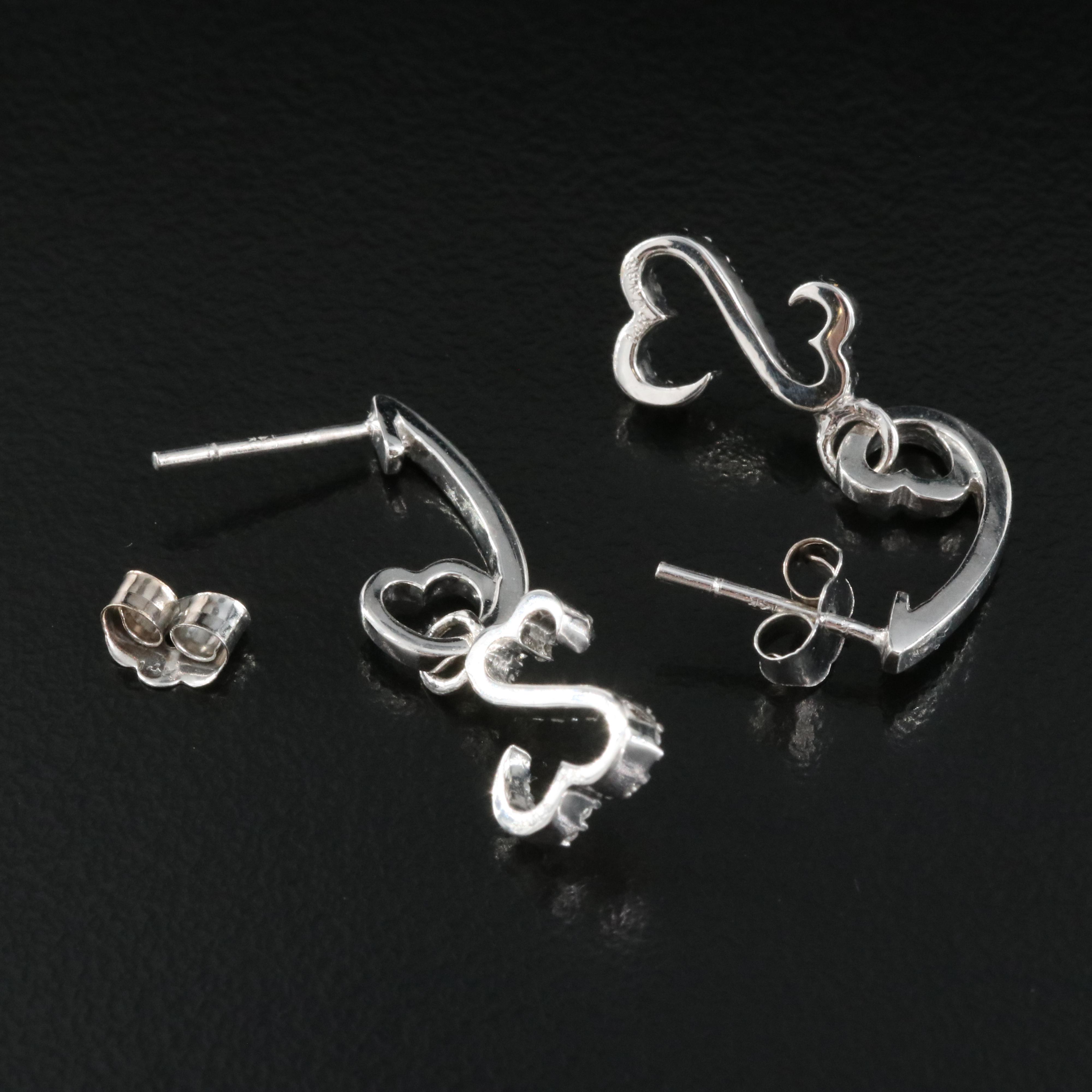 14K 0.10 CTW Diamond Open Heart Earrings