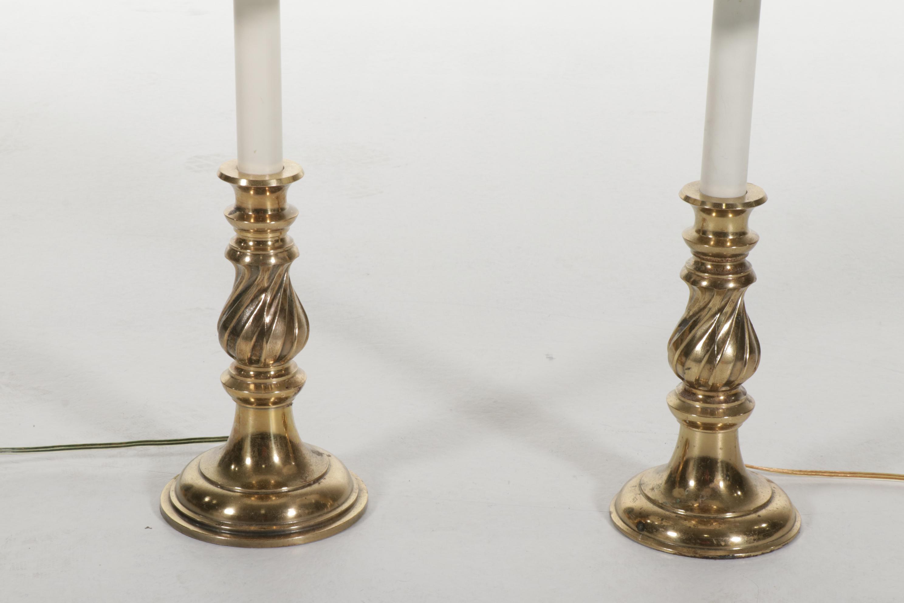 Northbrook by Stiffel Brass Lamps with Gothic Style Mirrored Wall Shelf