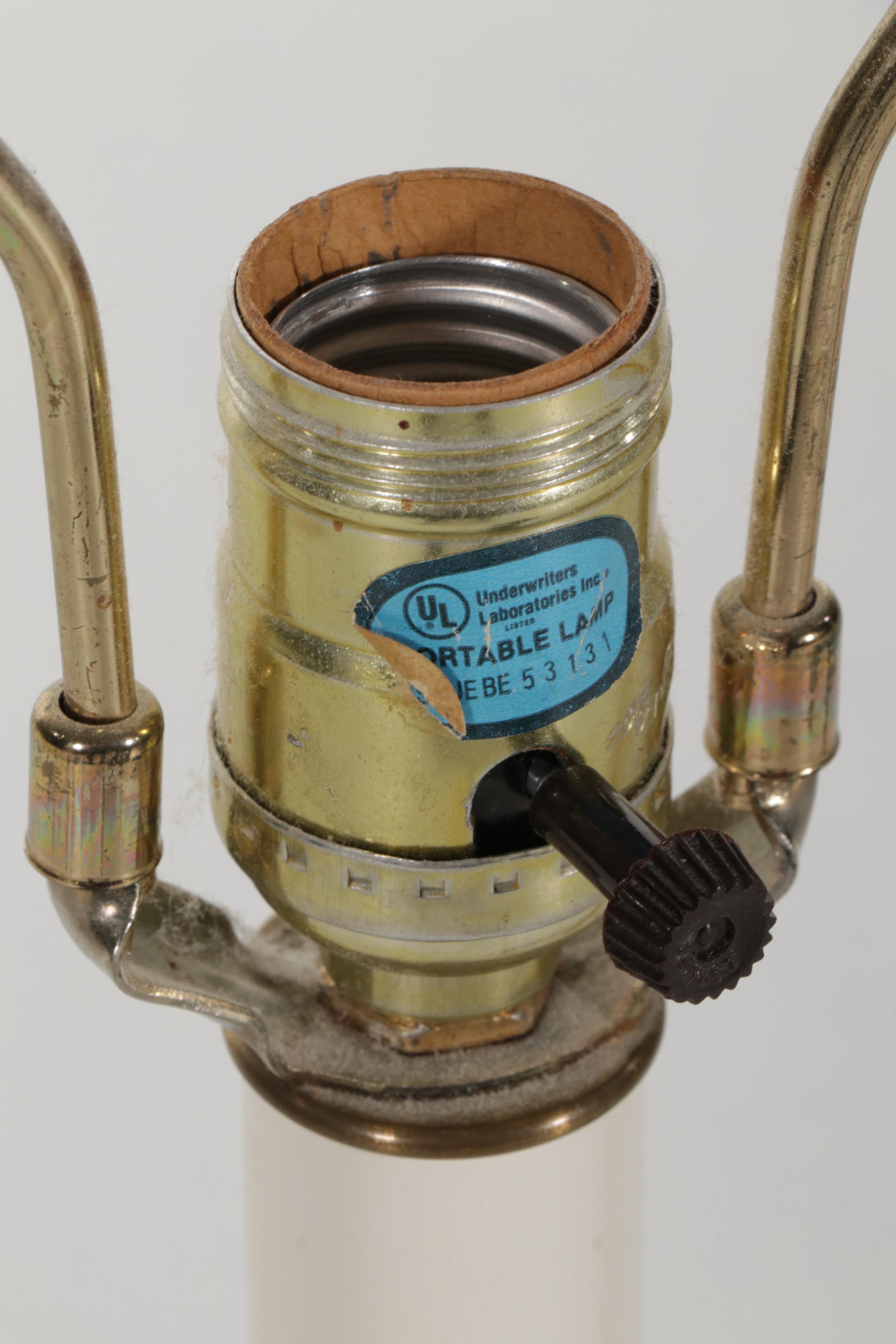 Northbrook by Stiffel Brass Lamps with Gothic Style Mirrored Wall Shelf