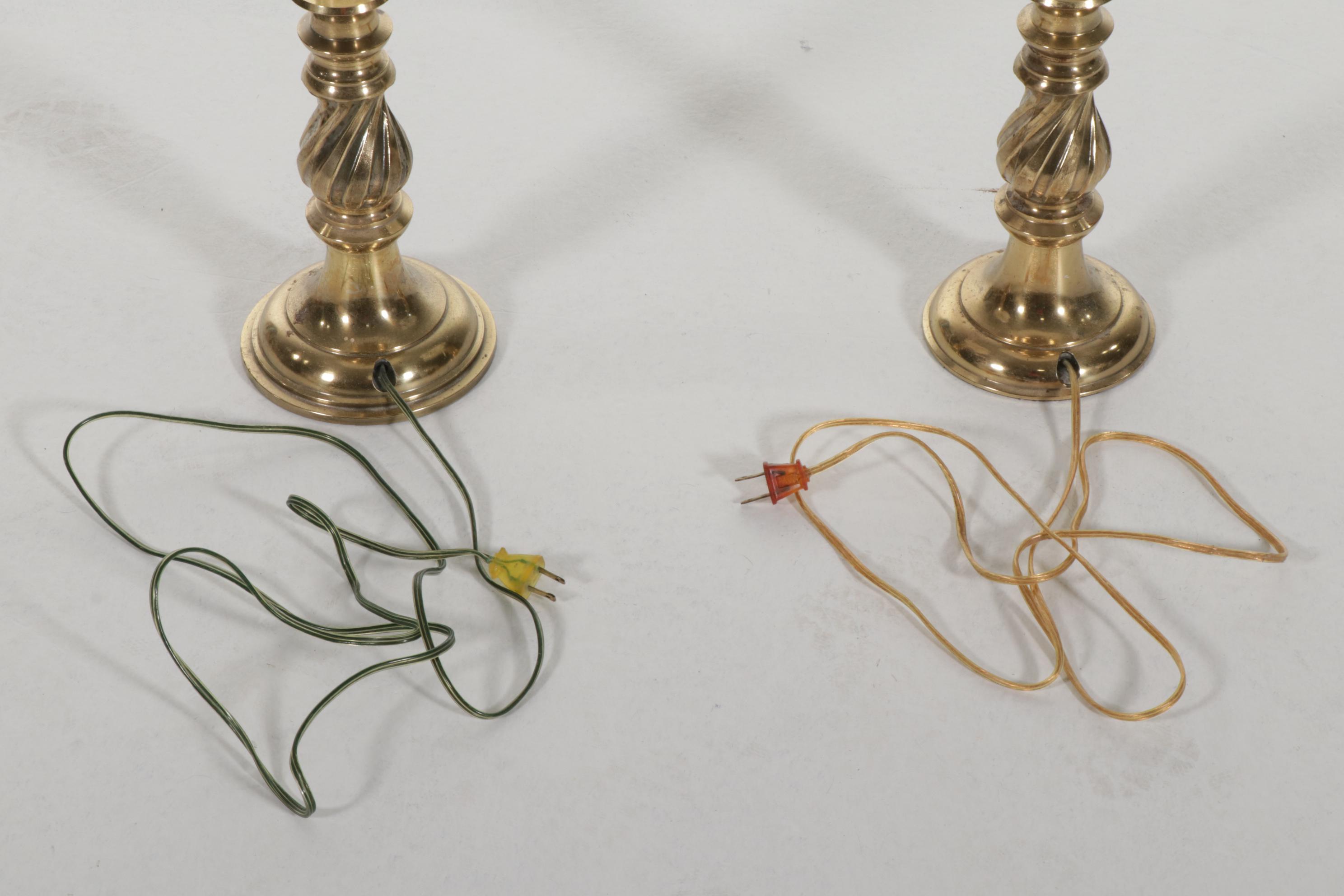 Northbrook by Stiffel Brass Lamps with Gothic Style Mirrored Wall Shelf