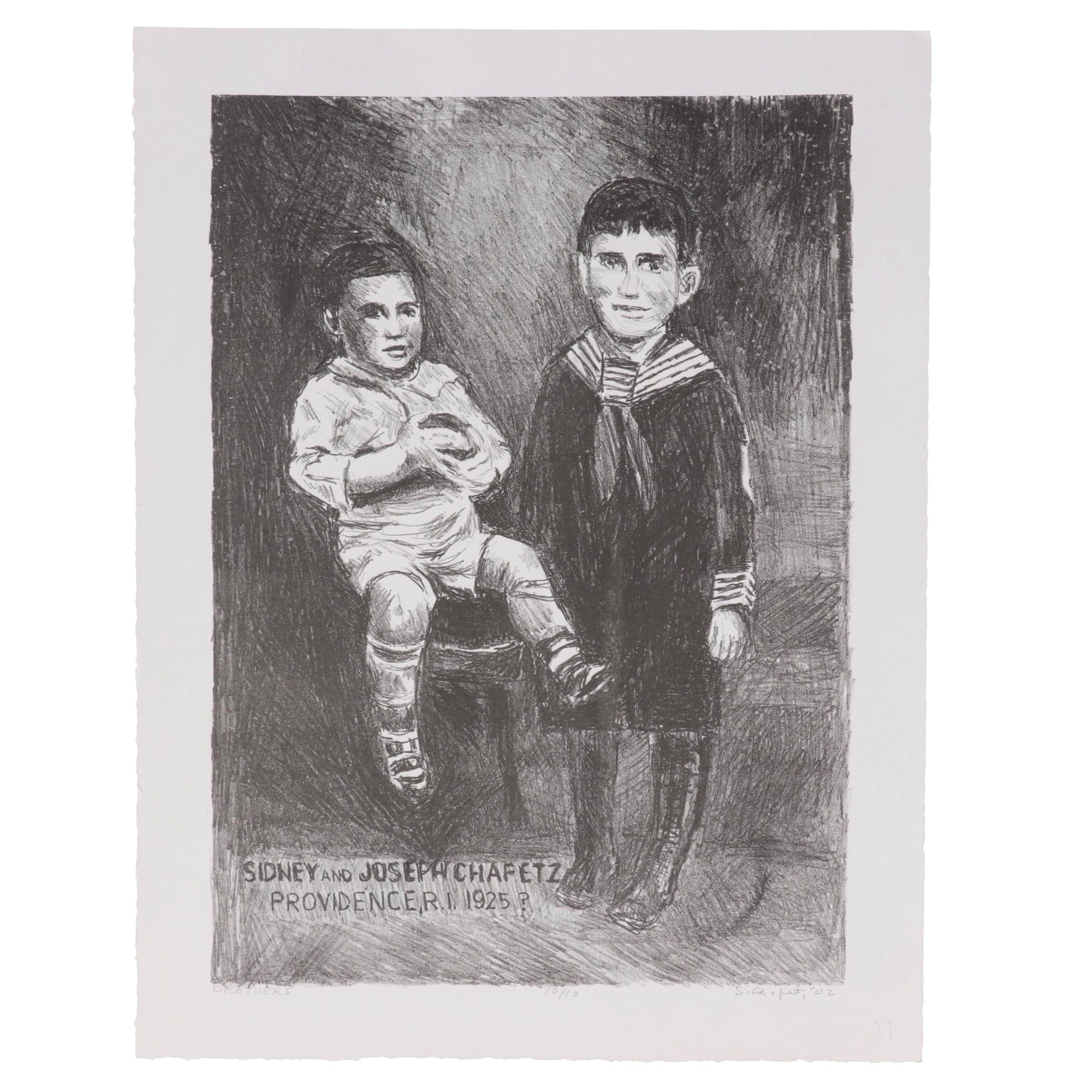 Sidney Chafetz Lithograph "Brothers," 2002