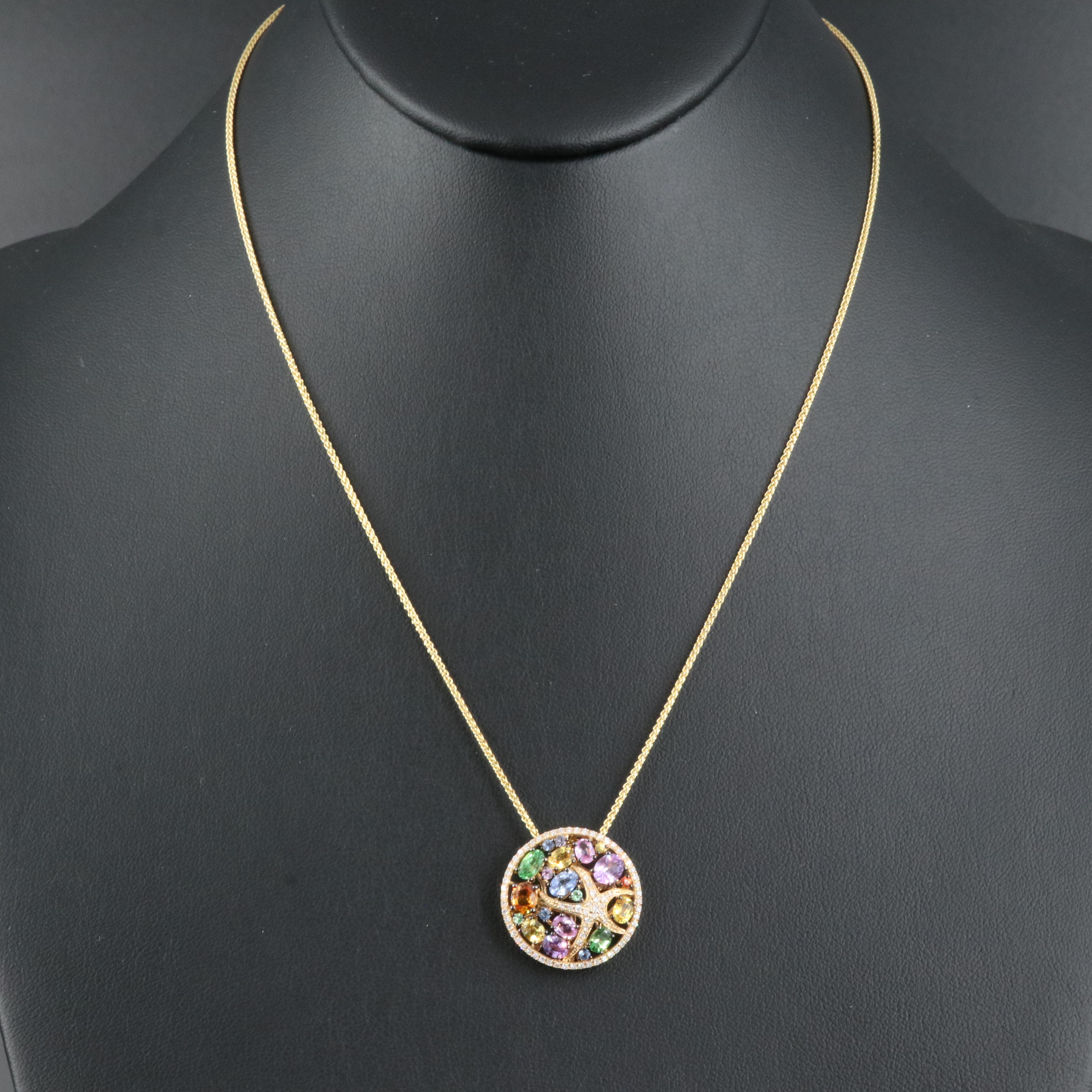 EFFY 14K Sapphire, Tsavorite and Diamond Starfish Pendant Necklace