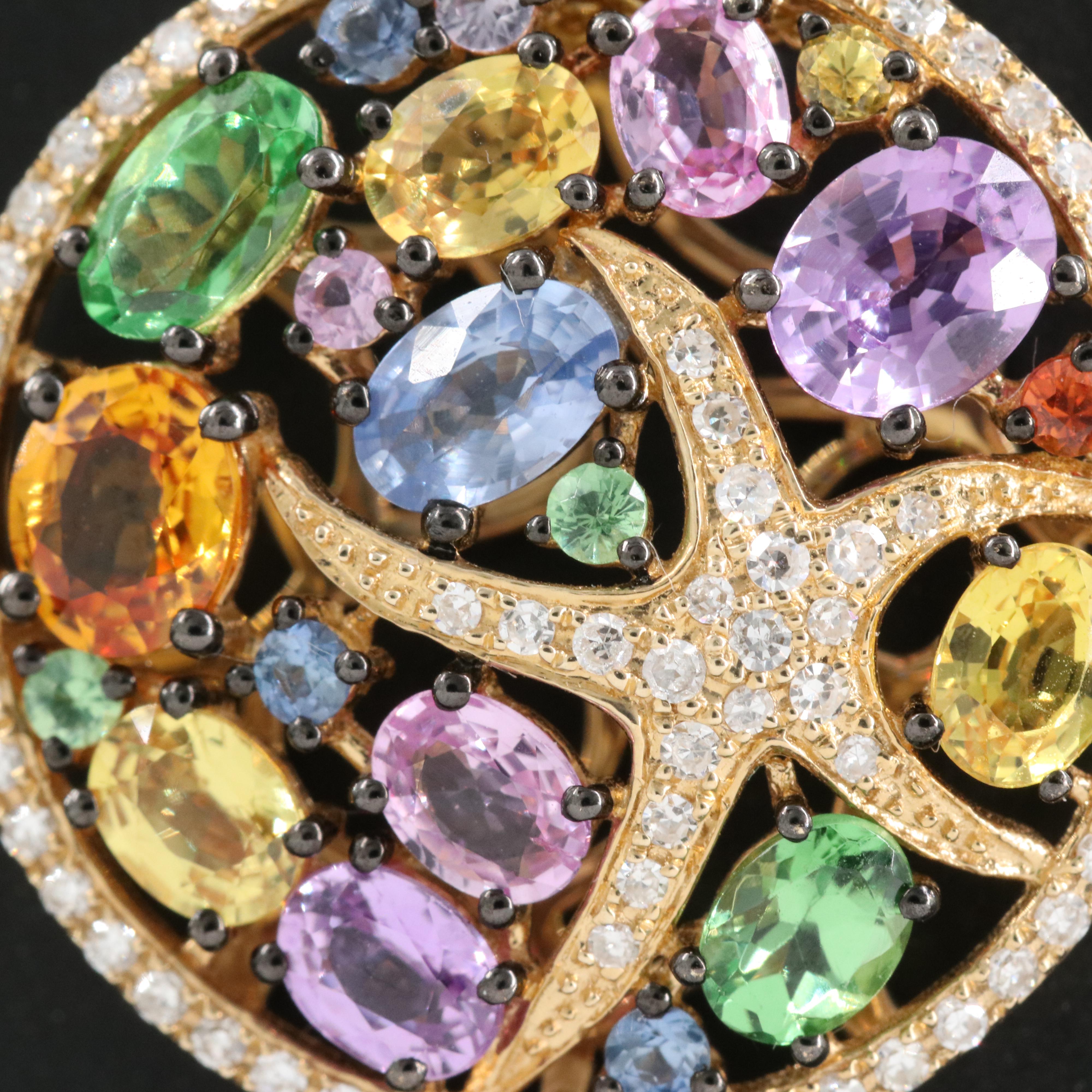 EFFY 14K Sapphire, Tsavorite and Diamond Starfish Pendant Necklace