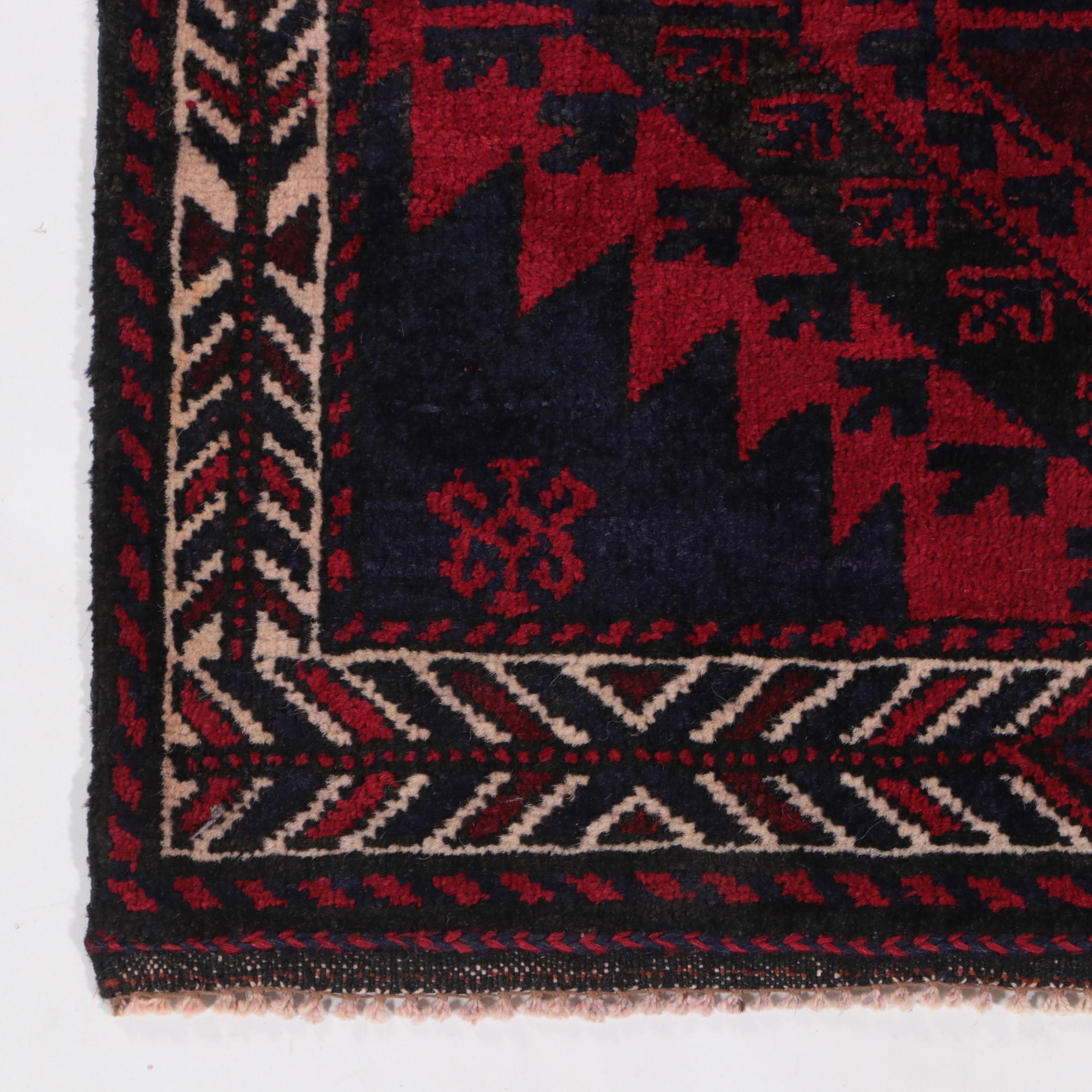 1'11 x 2'3 Hand-Knotted Afghan Baluch Accent Rug