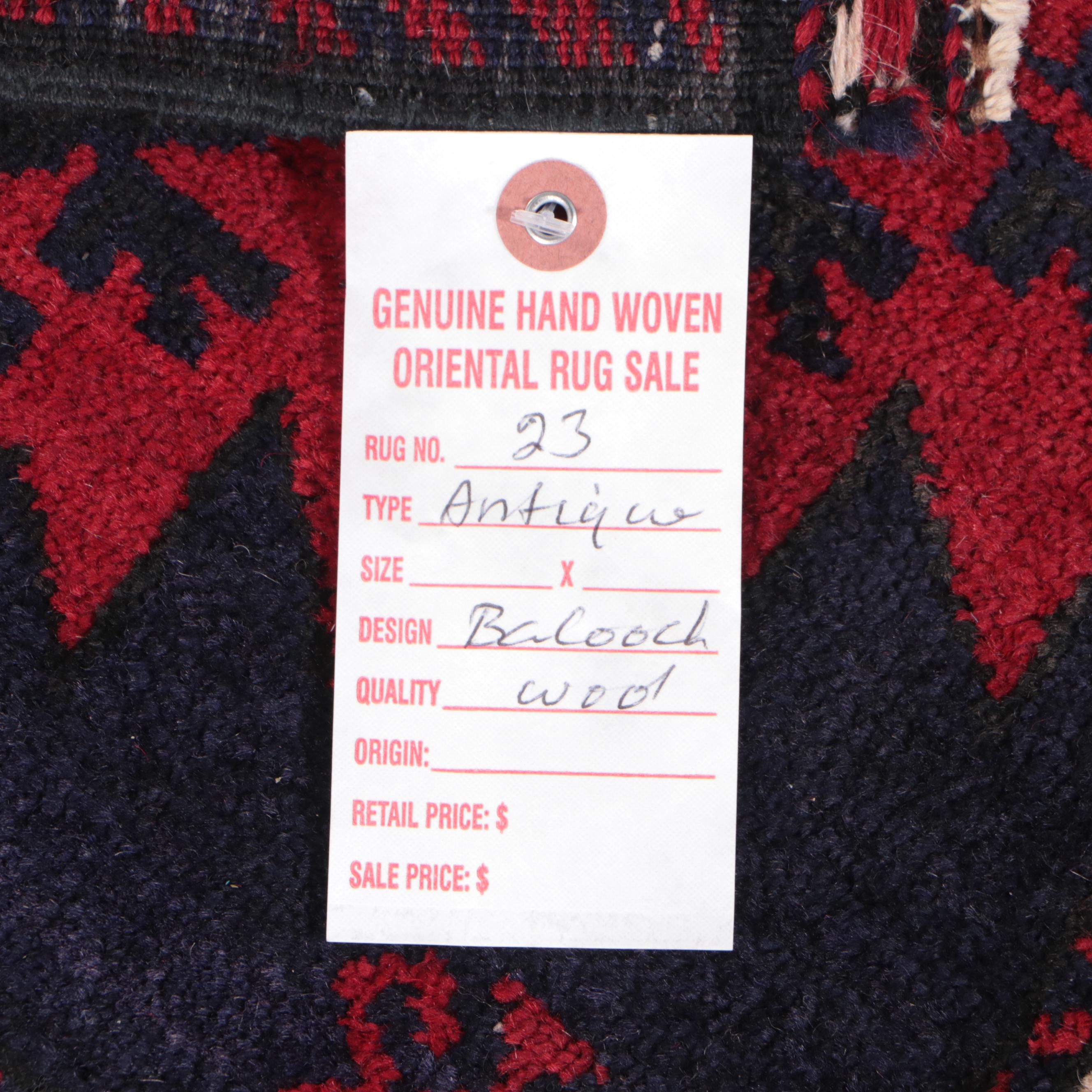 1'11 x 2'3 Hand-Knotted Afghan Baluch Accent Rug