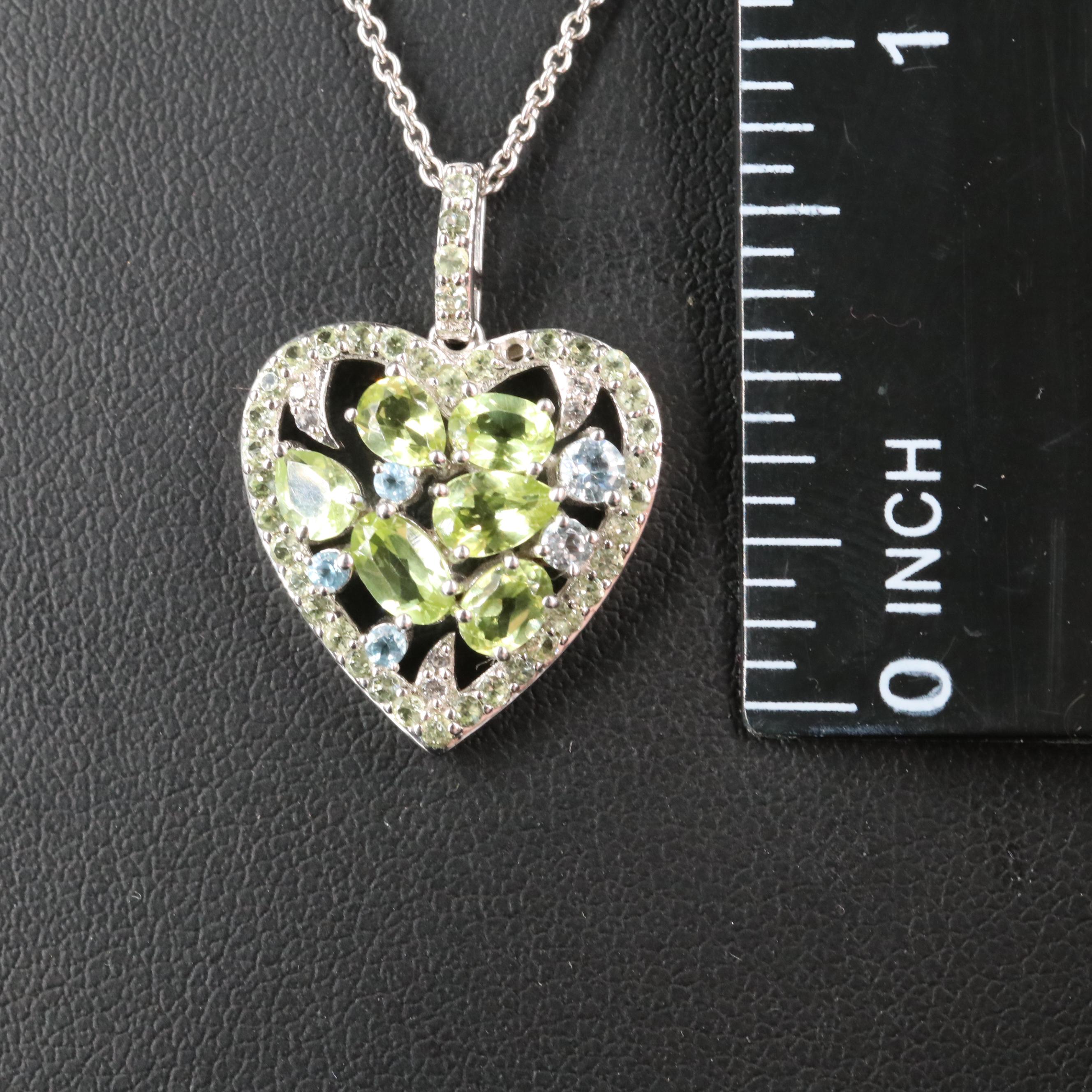Sterling Peridot Heart Pendant Necklace