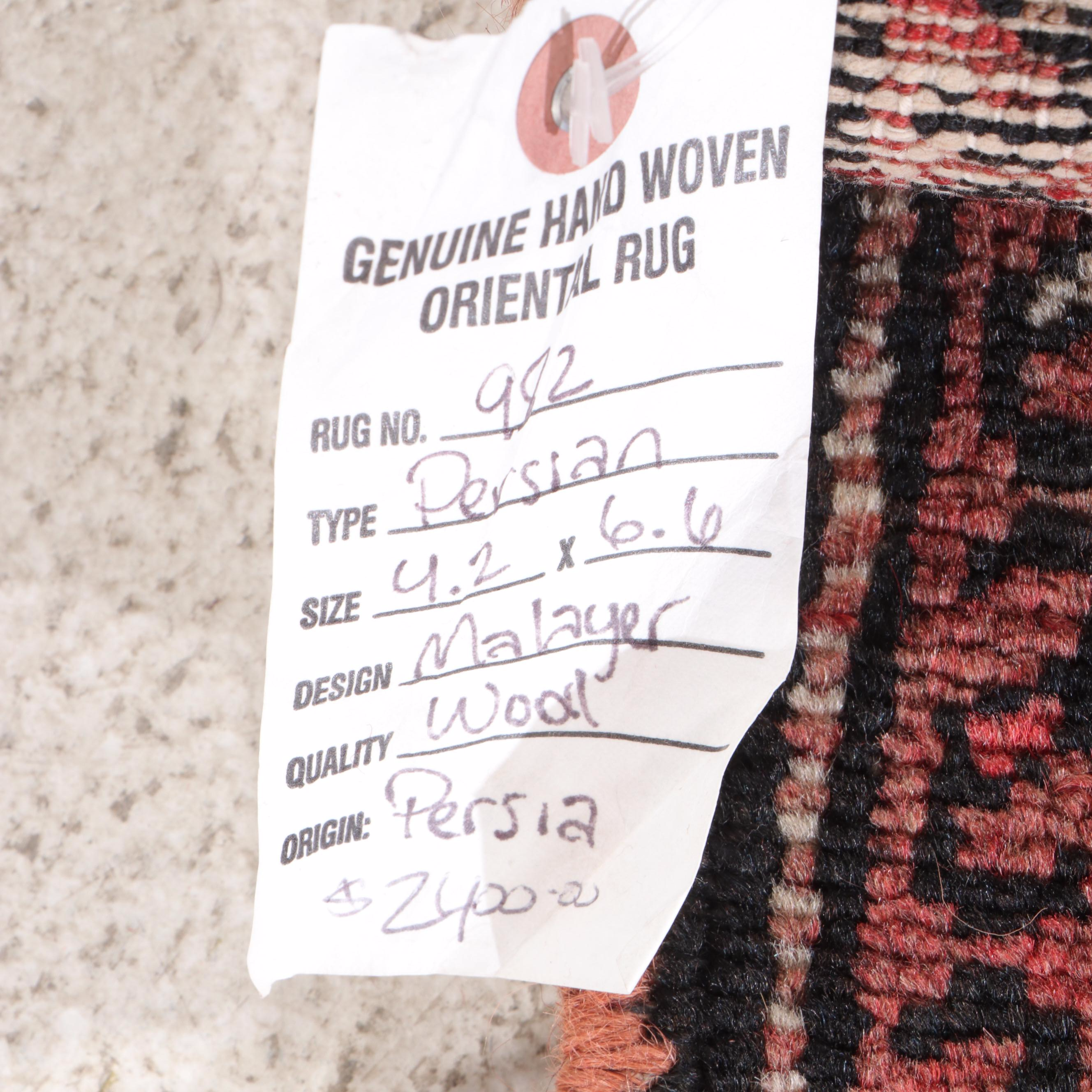 4'2 x 5'10 Hand-Knotted Persian Malayer Area Rug