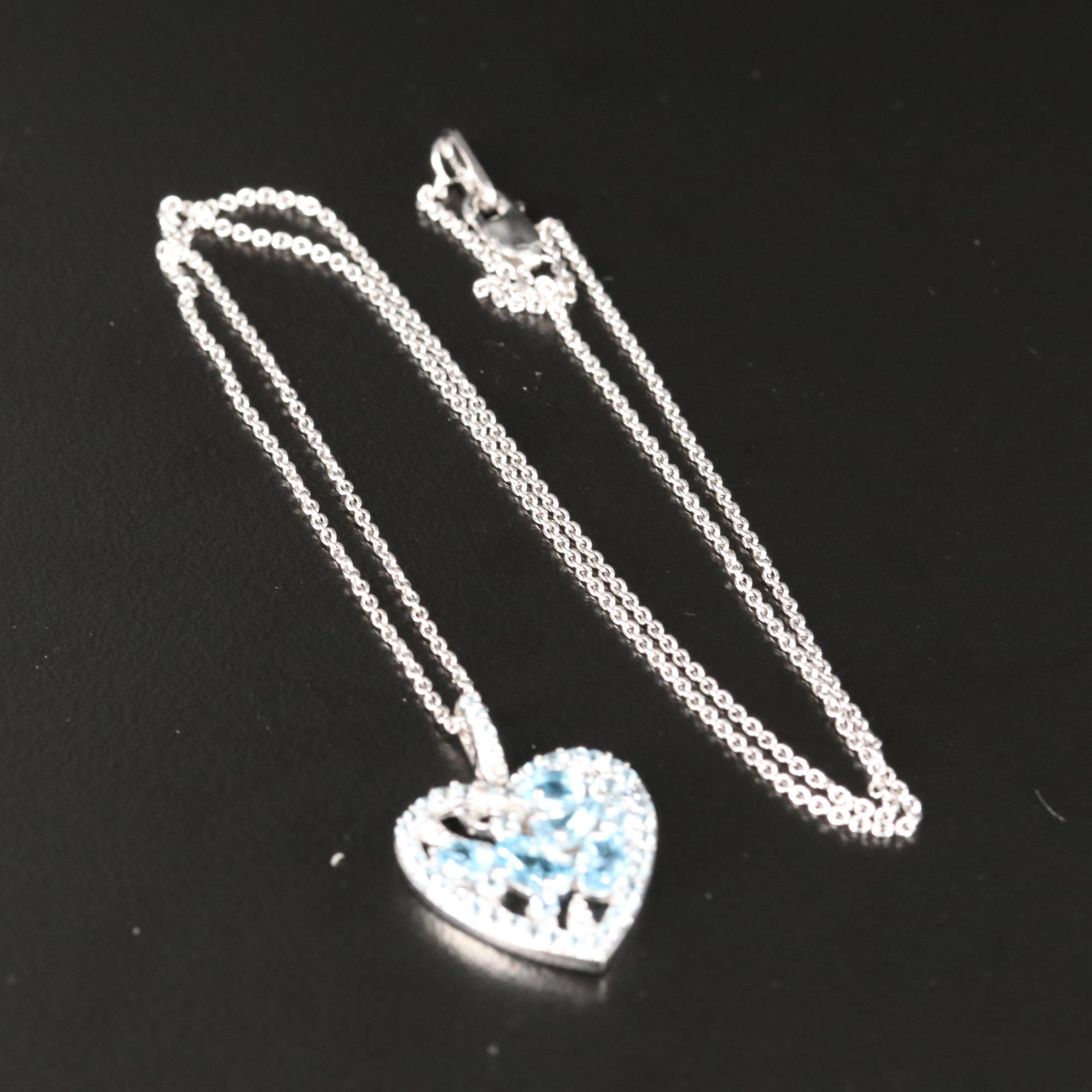 Sterling Topaz Heart Pendant Necklace
