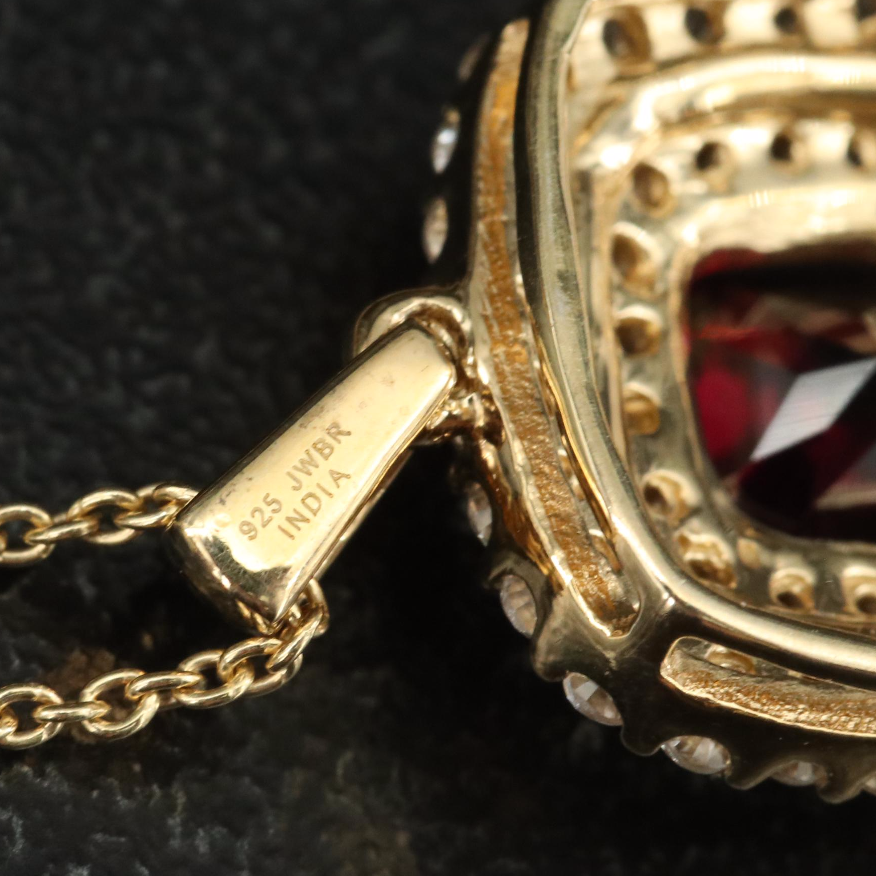 Sterling Garnet and Sapphire Pendant Necklace