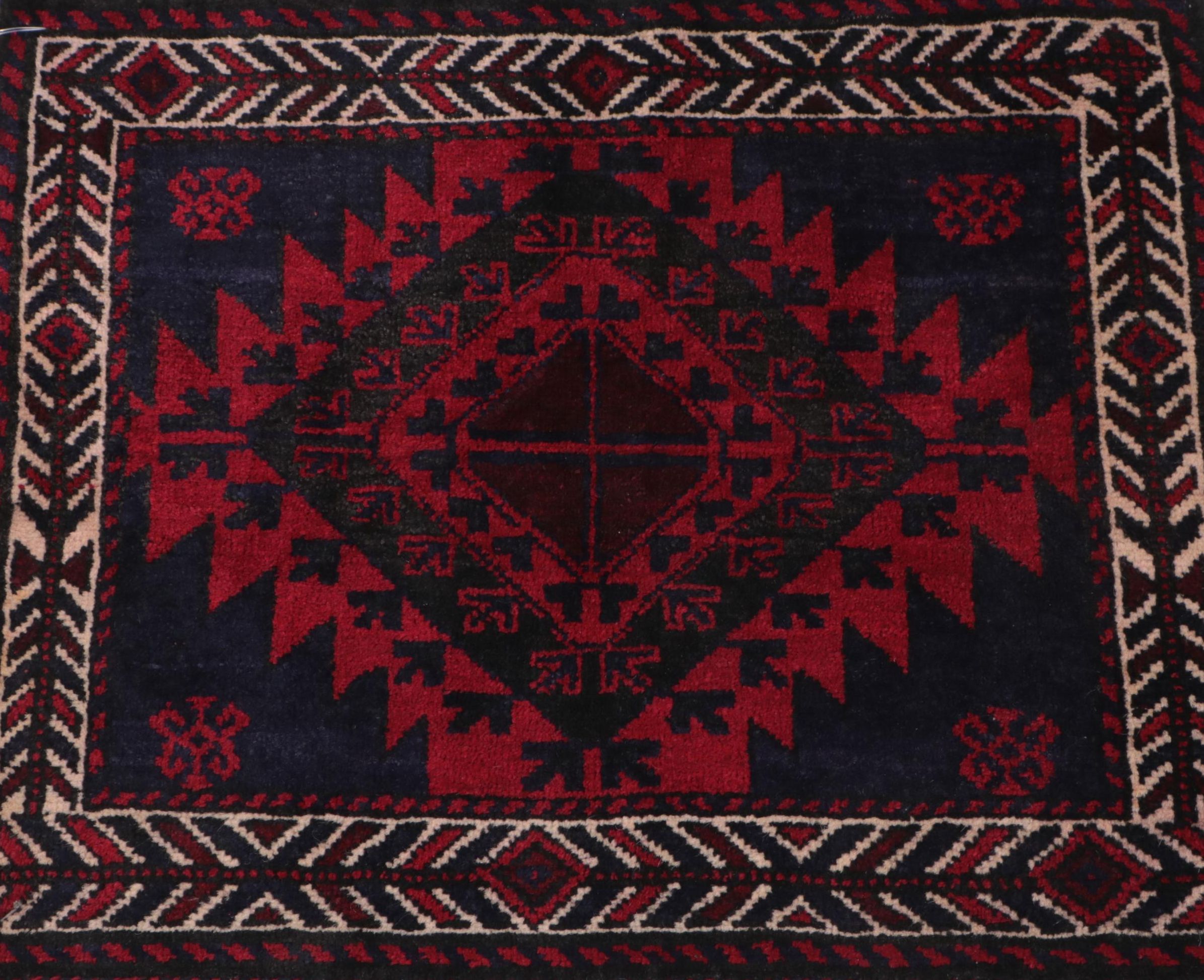 1'11 x 2'3 Hand-Knotted Afghan Baluch Accent Rug