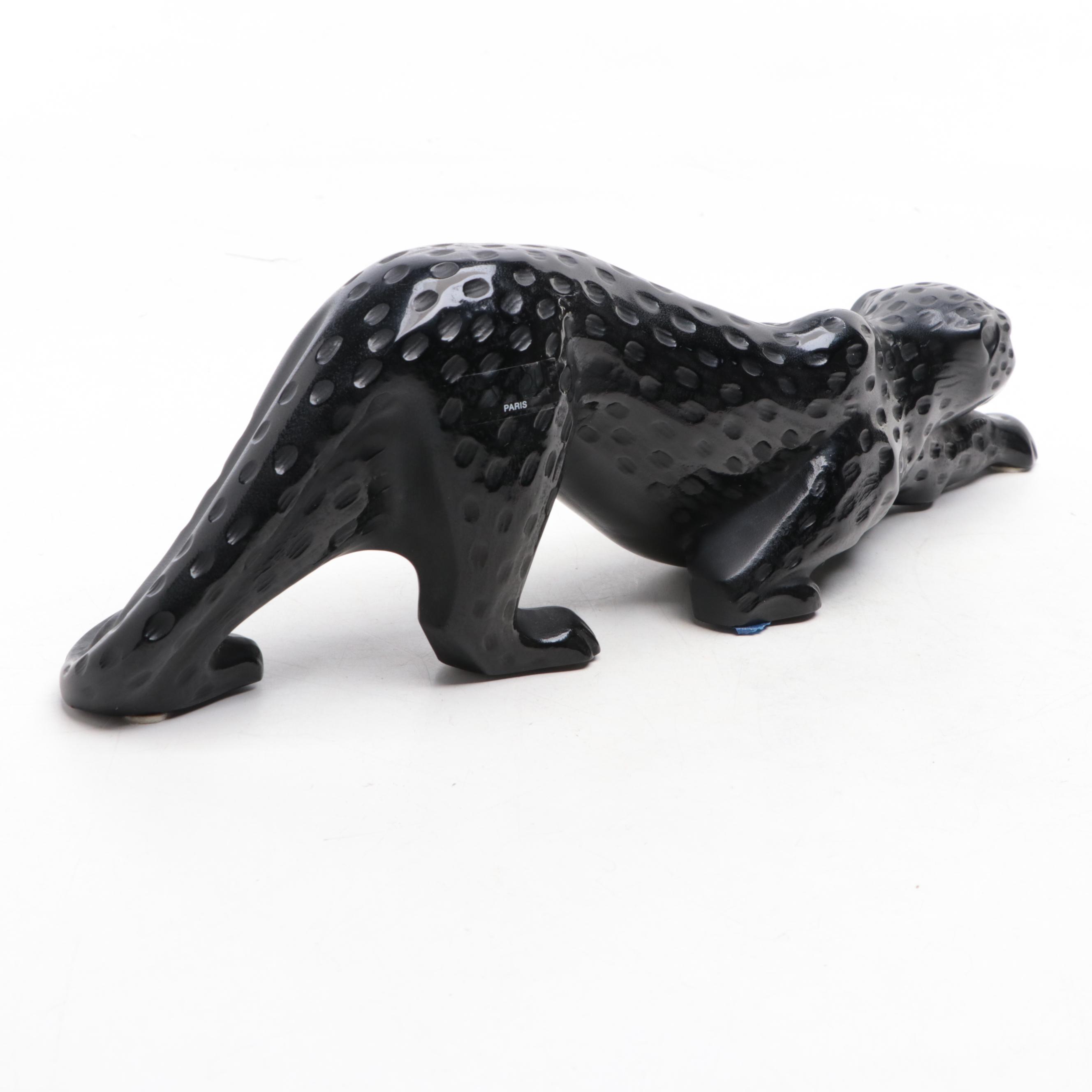 Lalique "Zeila Panther" Black Crystal Figurine
