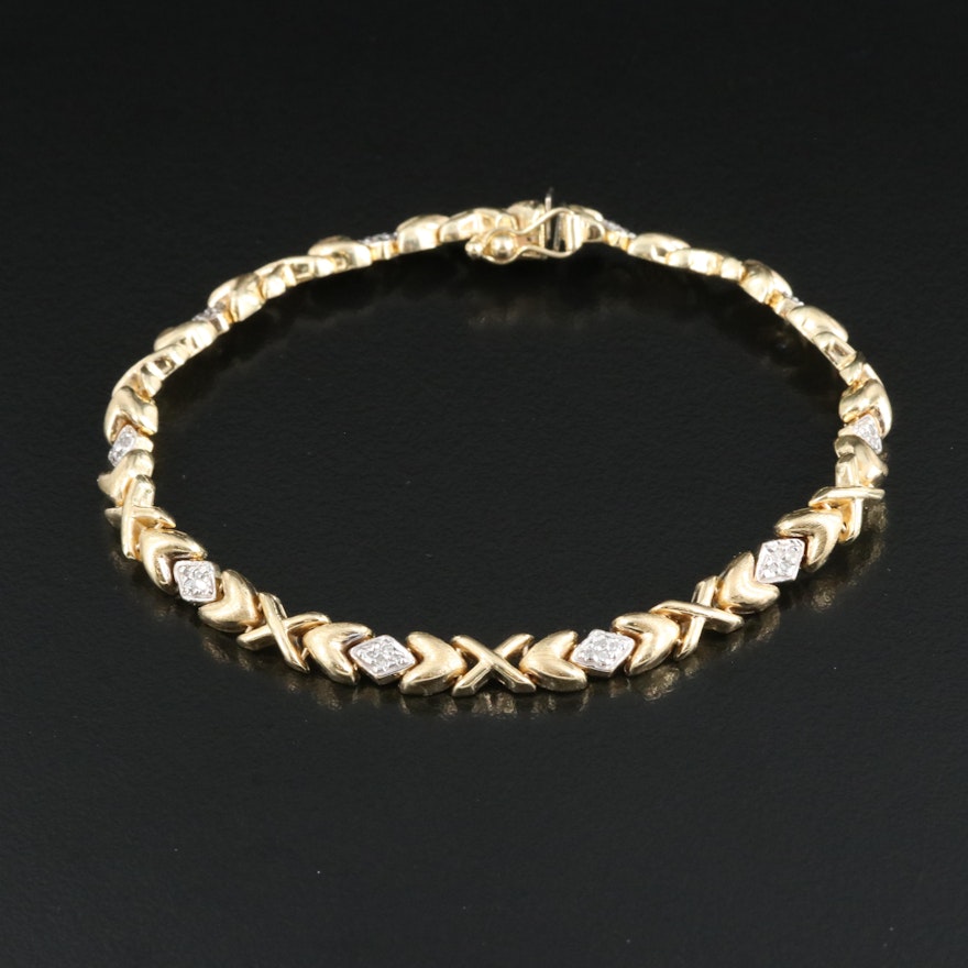 Italian 14K 0.20 CTW Diamond "X O" Bracelet