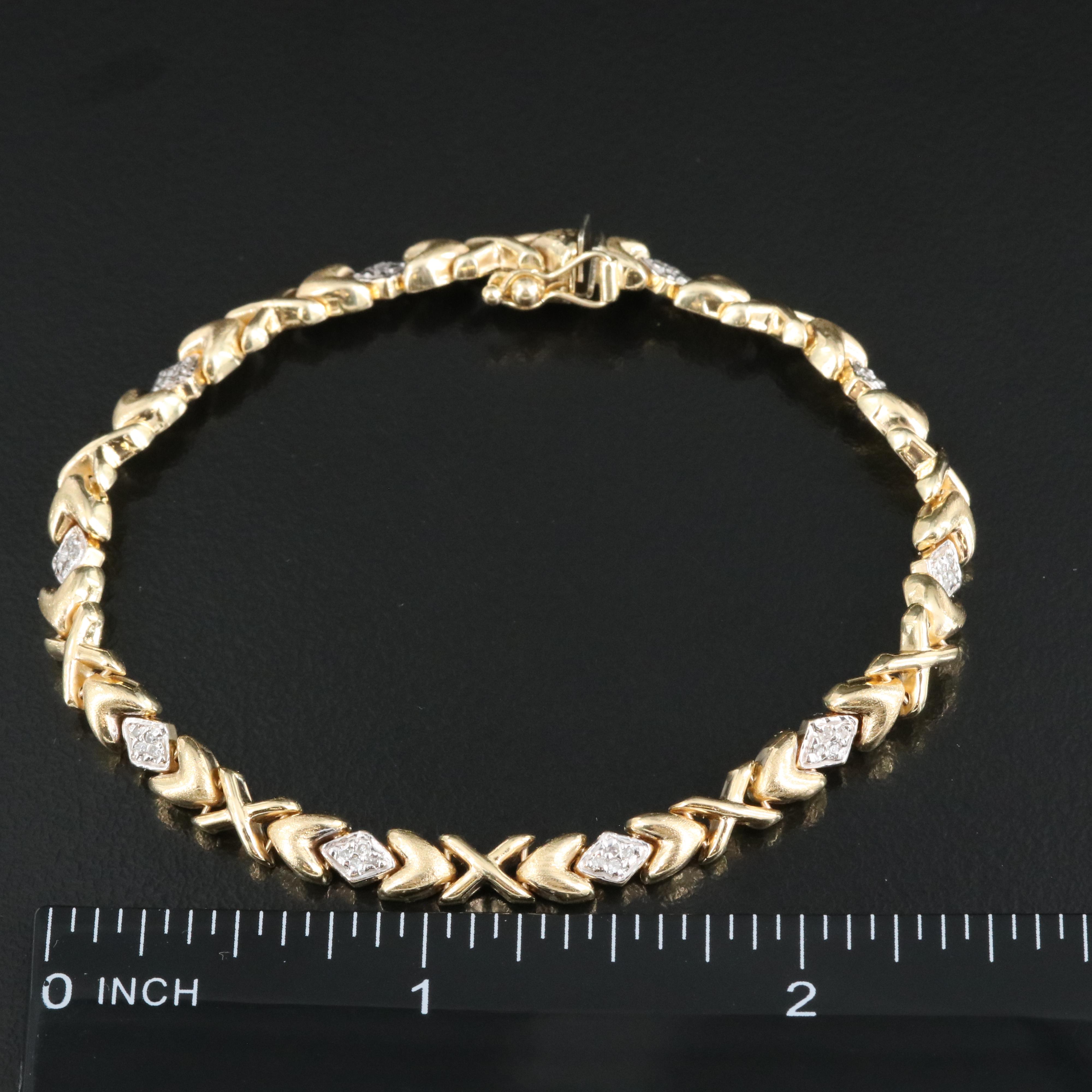 Italian 14K 0.20 CTW Diamond "X O" Bracelet