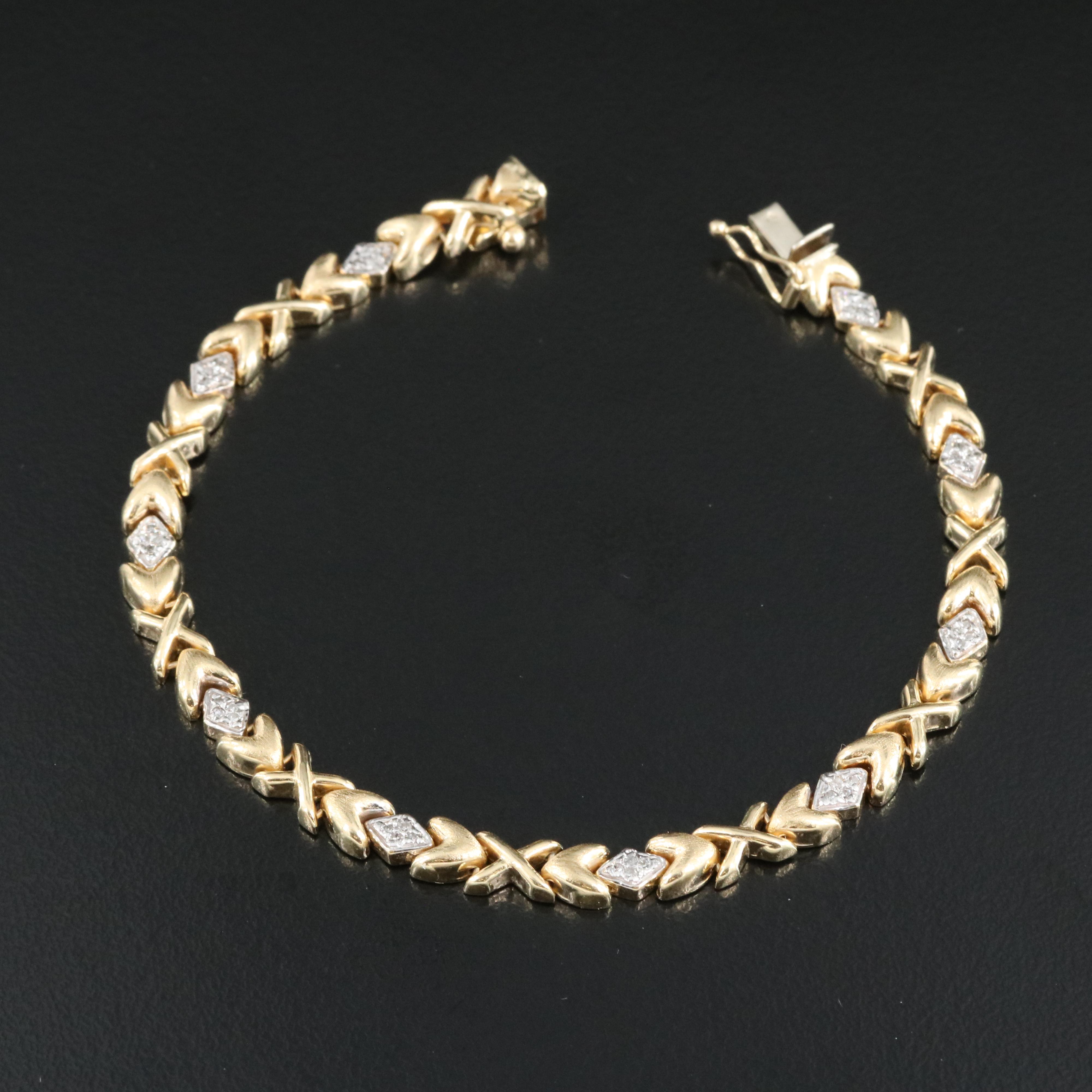 Italian 14K 0.20 CTW Diamond "X O" Bracelet