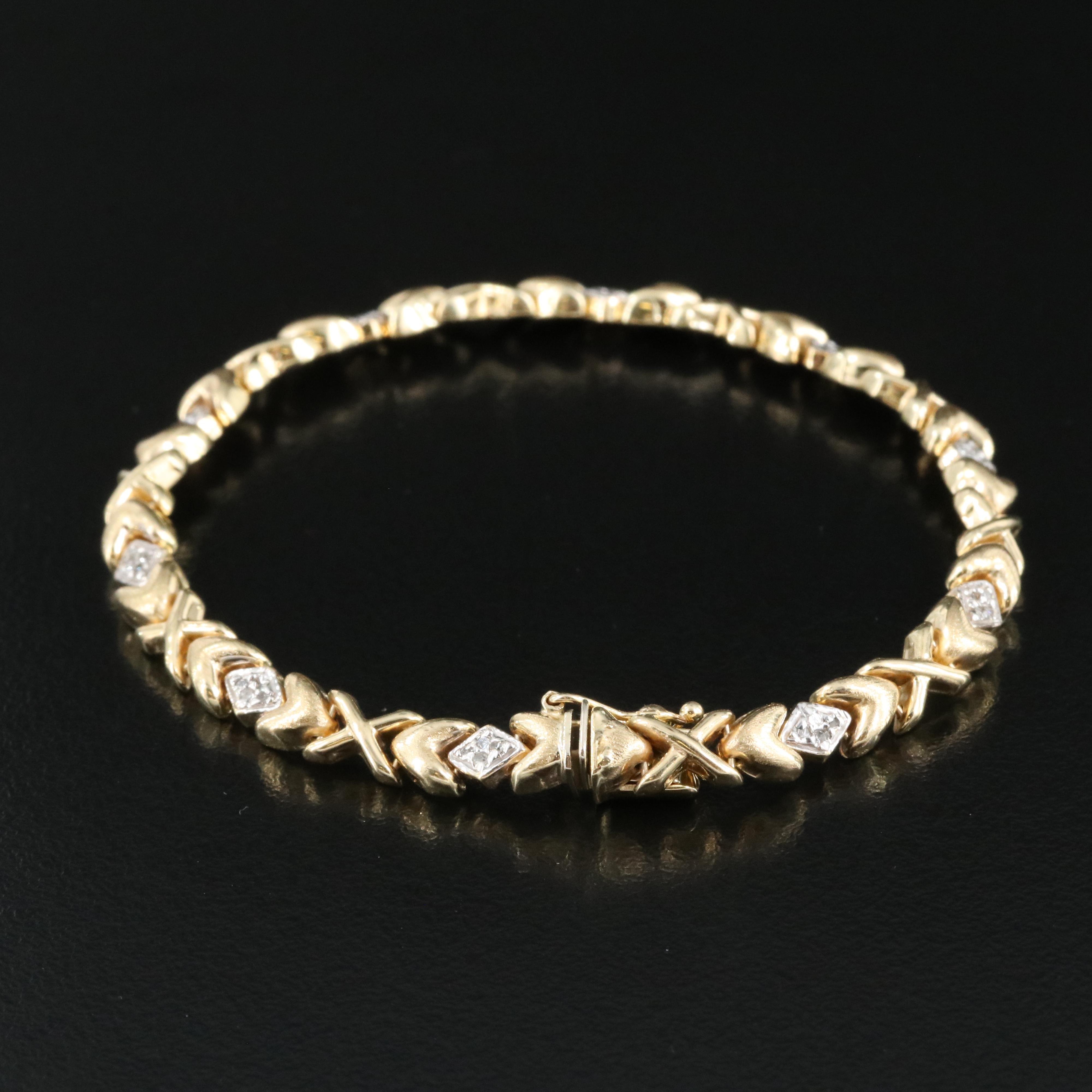 Italian 14K 0.20 CTW Diamond "X O" Bracelet