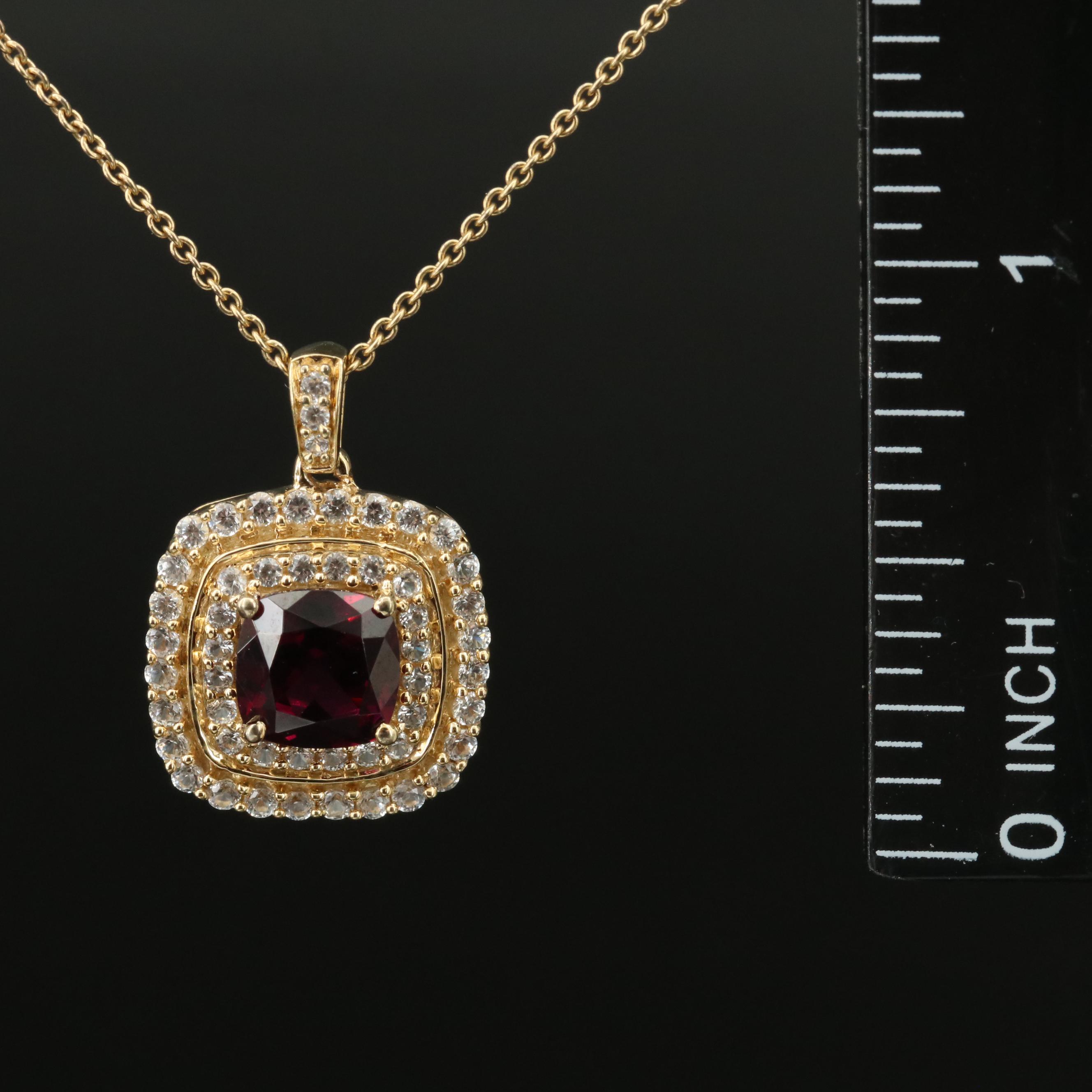 Sterling Garnet and Sapphire Pendant Necklace