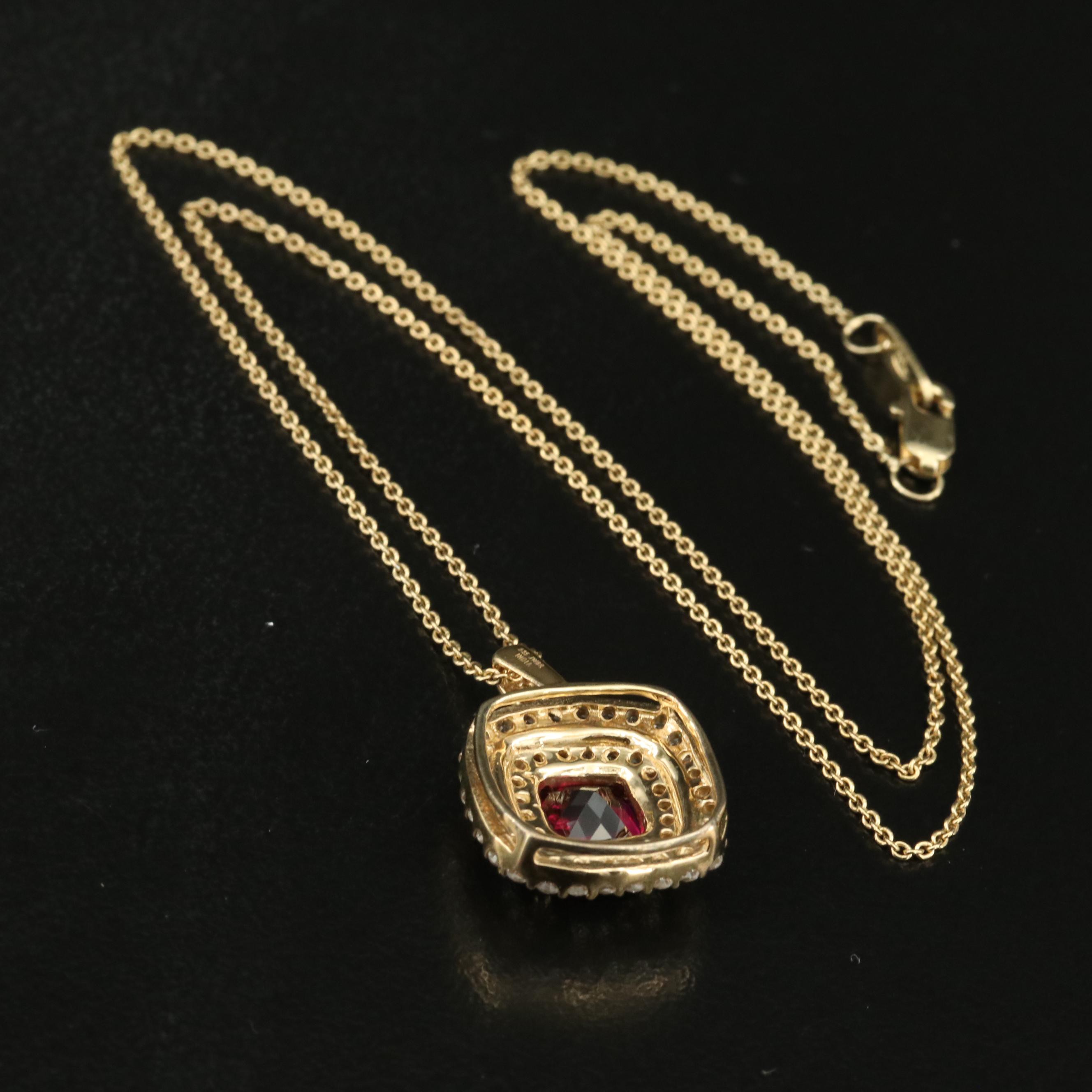 Sterling Garnet and Sapphire Pendant Necklace