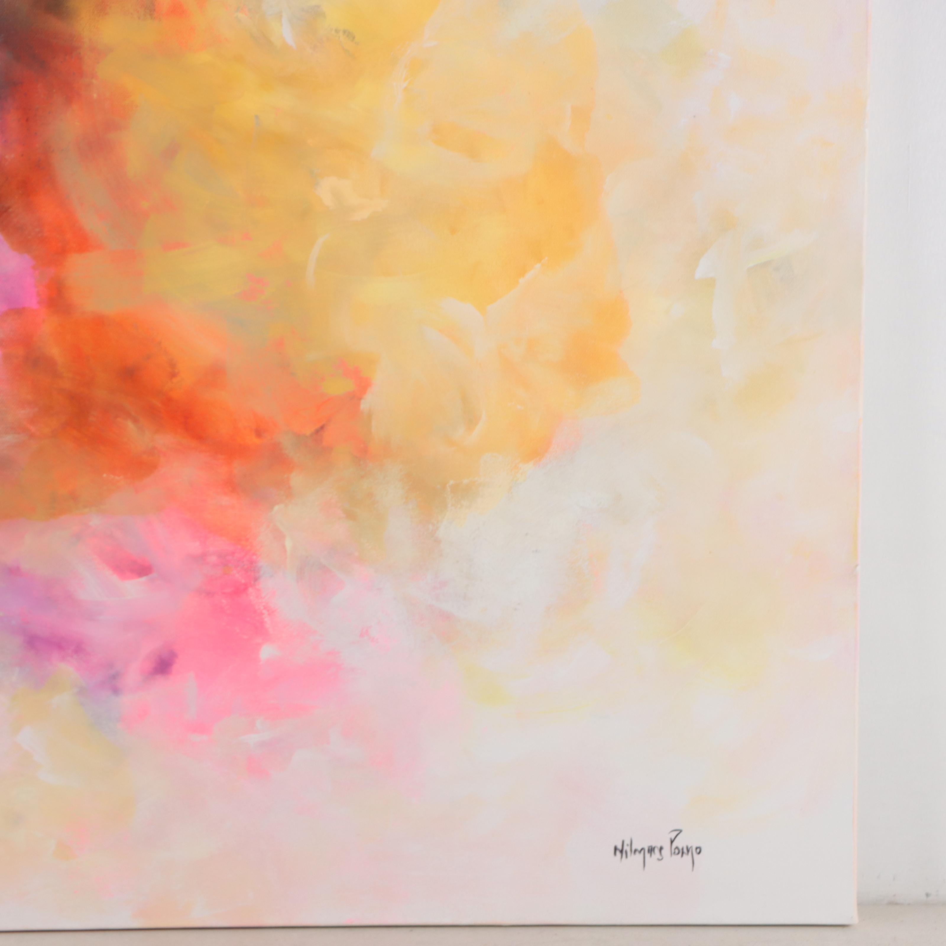 Milagros Pongo Mixed Media Painting "Evolución," 21st Century