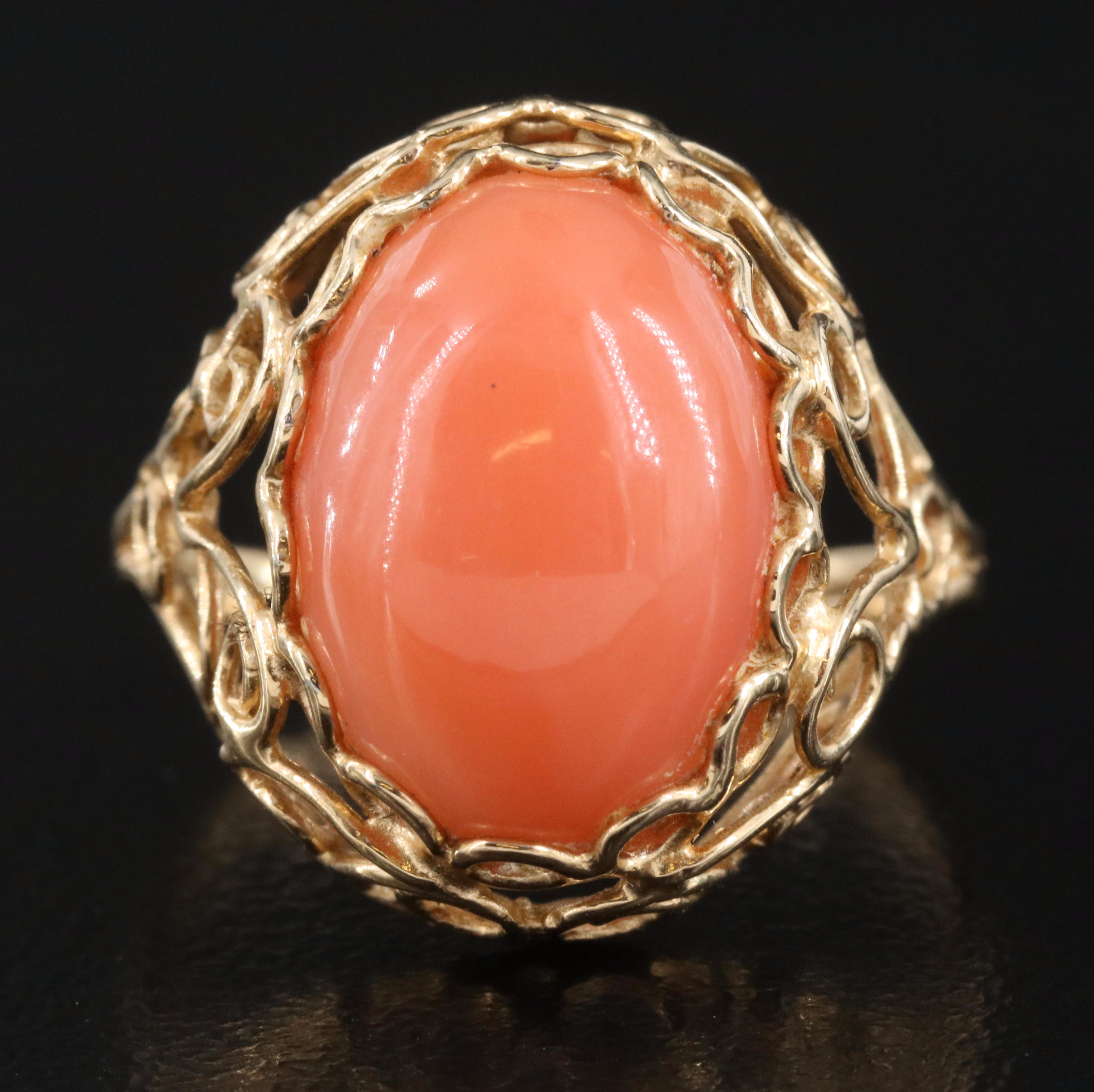 14K Coral Ring