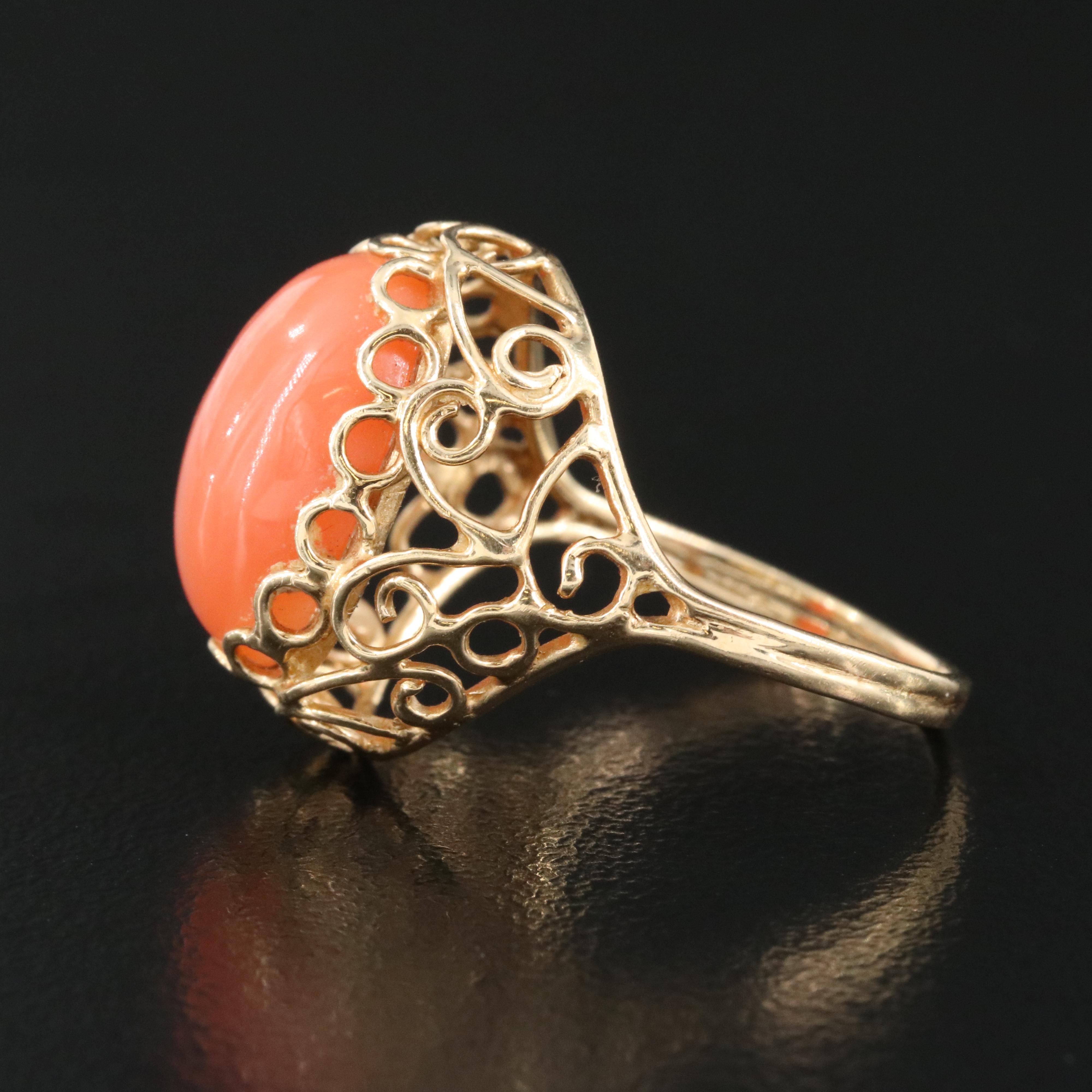 14K Coral Ring