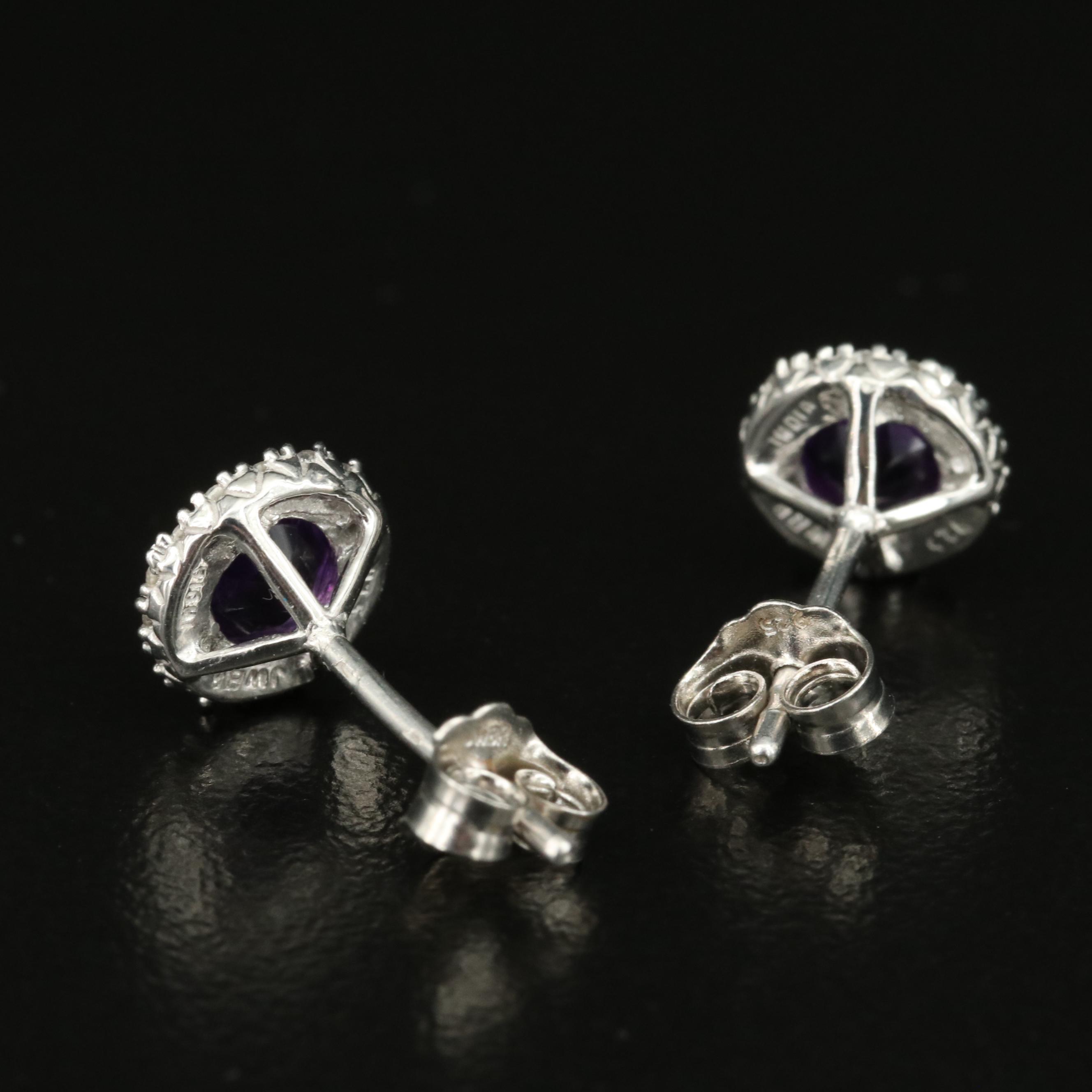 Sterling Amethyst and Sapphire Stud Earrings