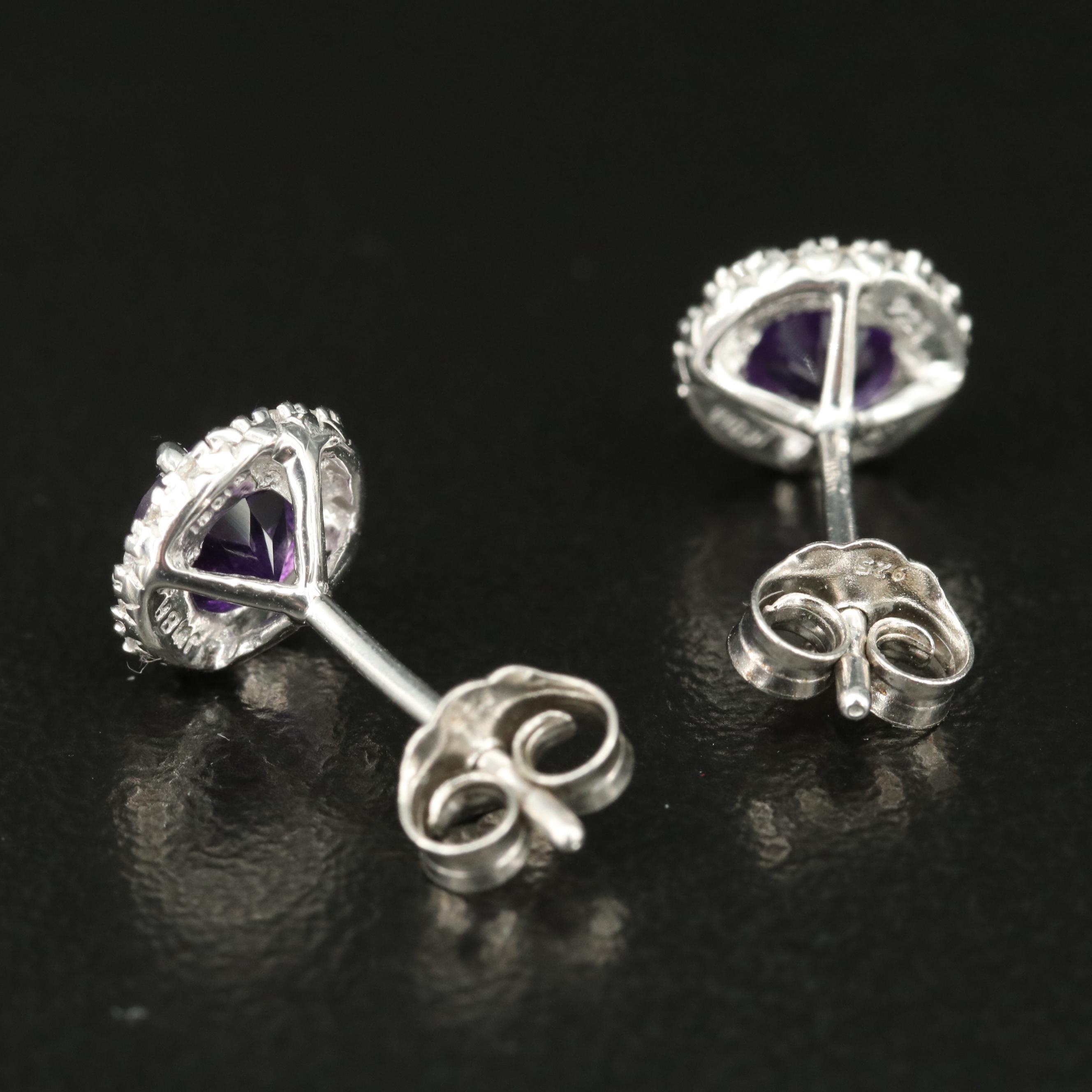 Sterling Amethyst and Sapphire Stud Earrings
