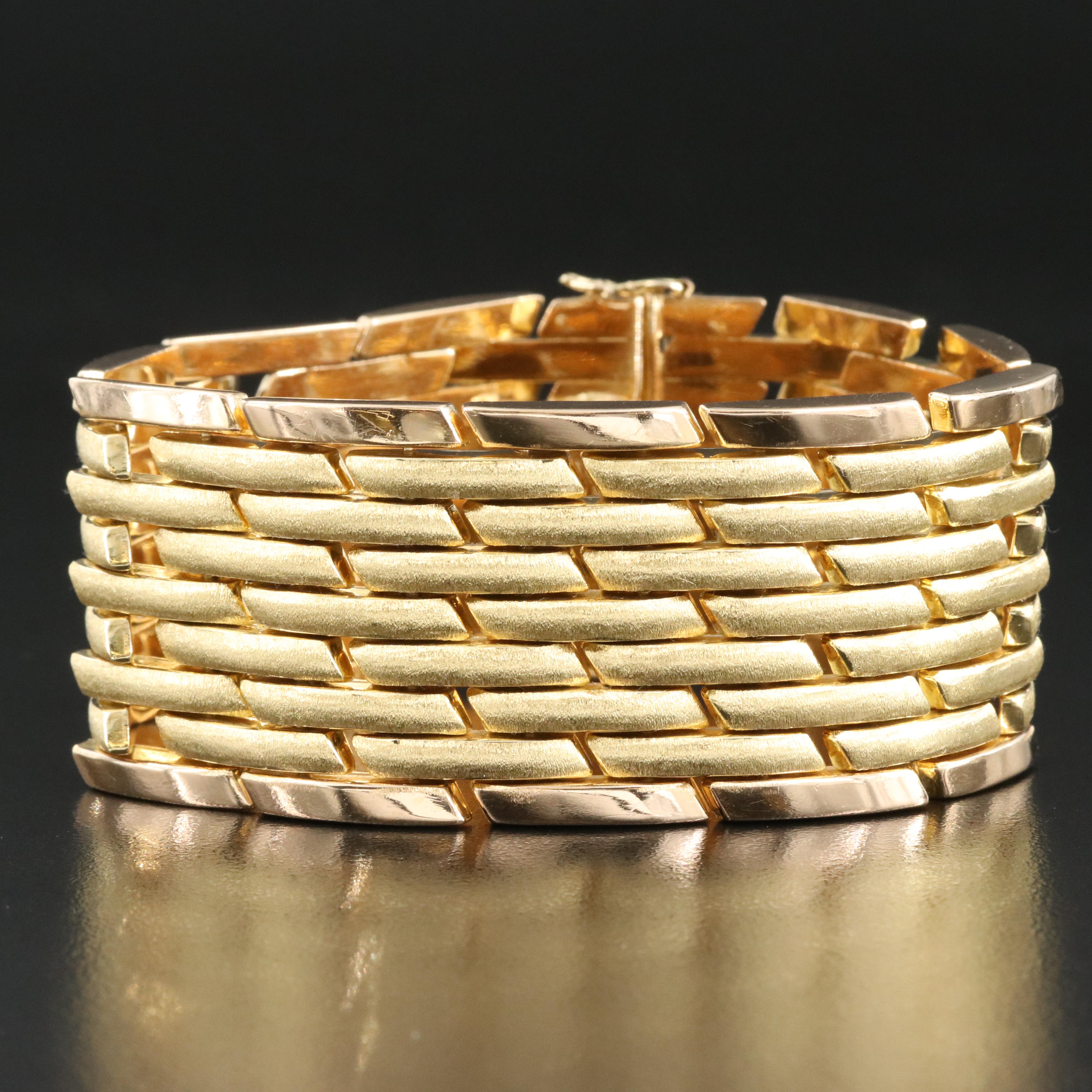 Italian 18K Fancy Panther Link Bracelet