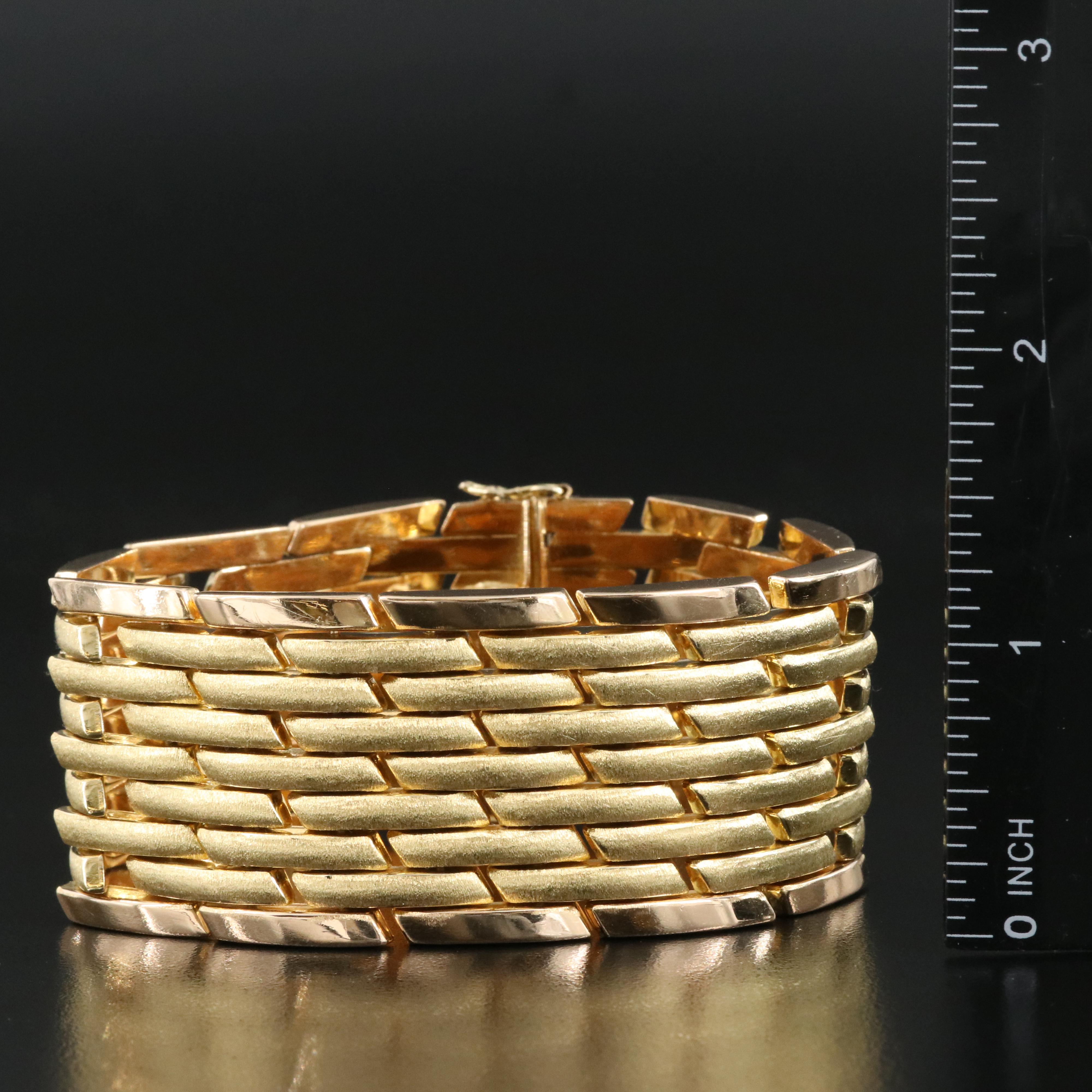 Italian 18K Fancy Panther Link Bracelet