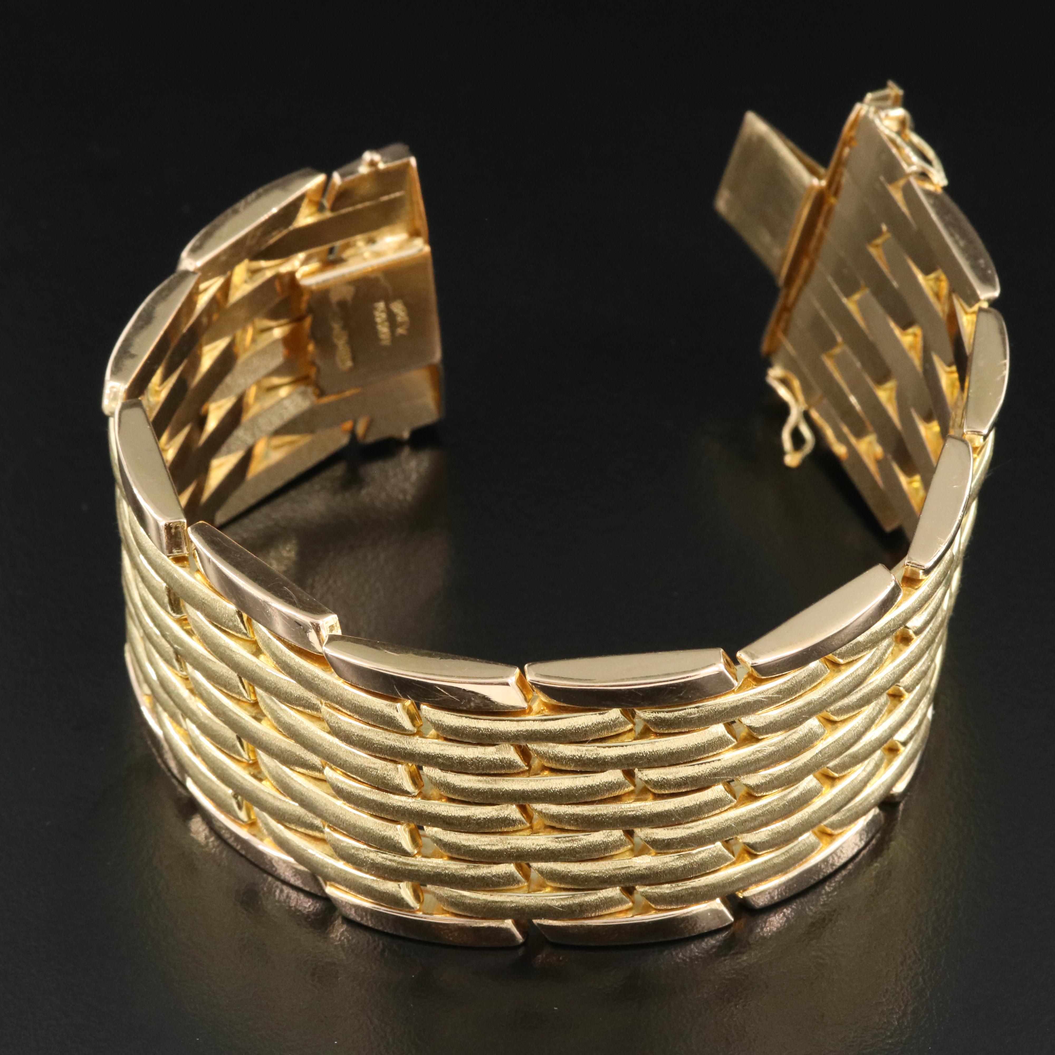 Italian 18K Fancy Panther Link Bracelet