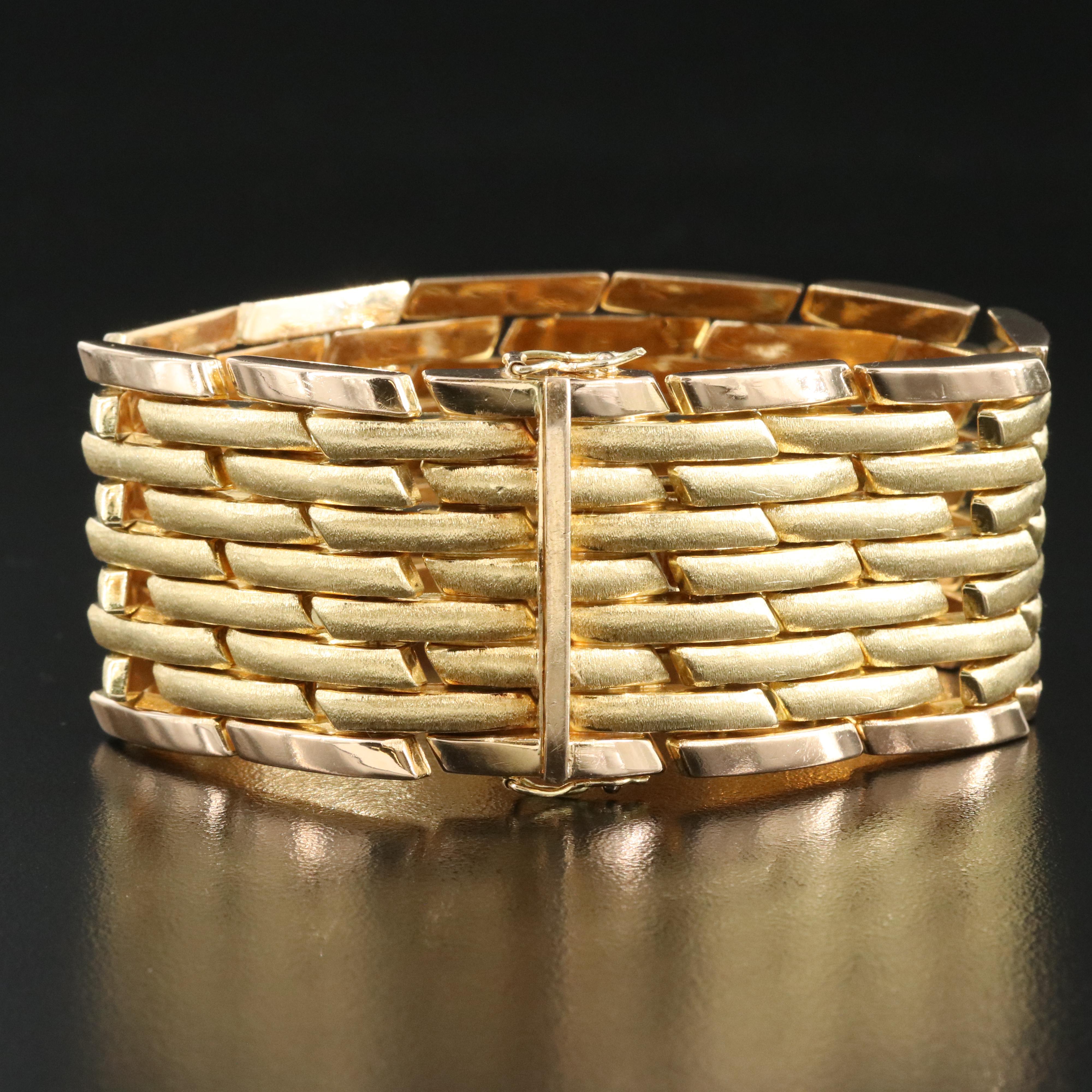 Italian 18K Fancy Panther Link Bracelet