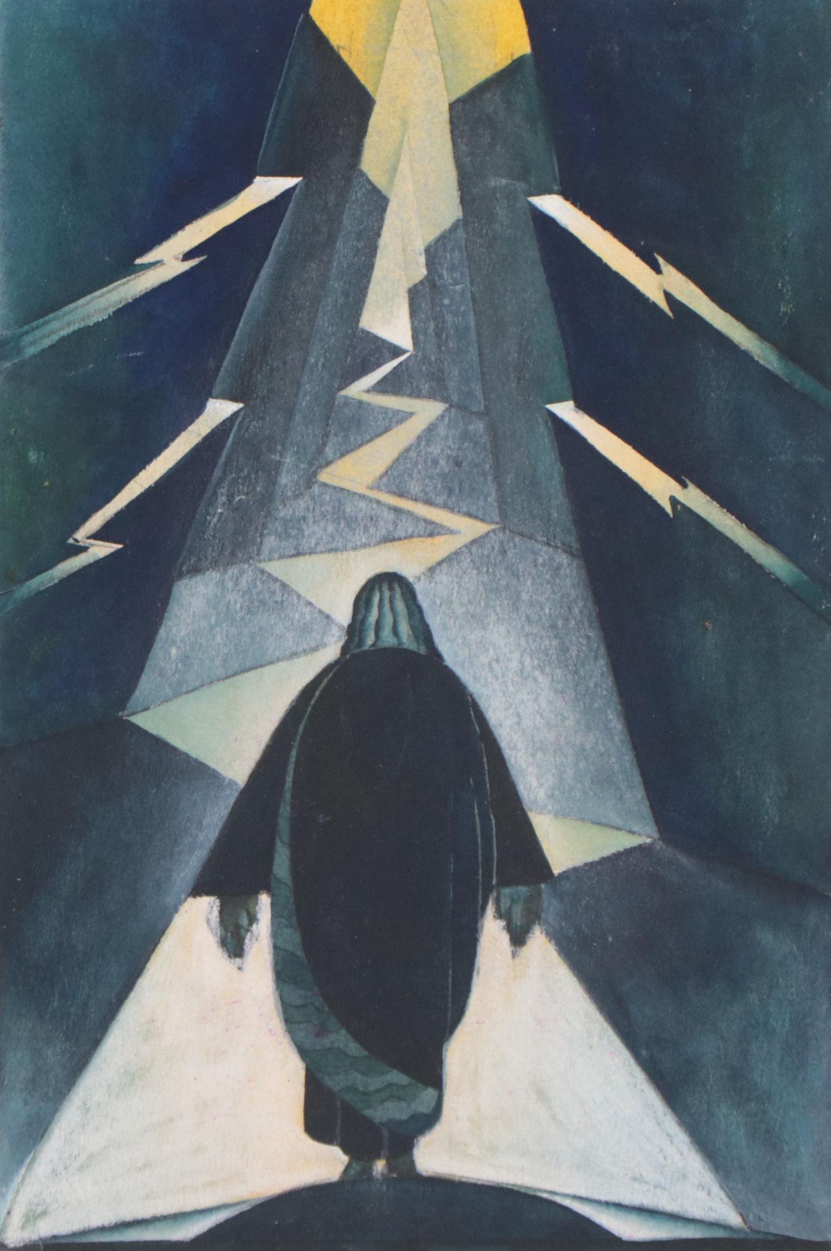 Dan Burne Jones Gouache Painting of Geometric Scene, Early 20th Century