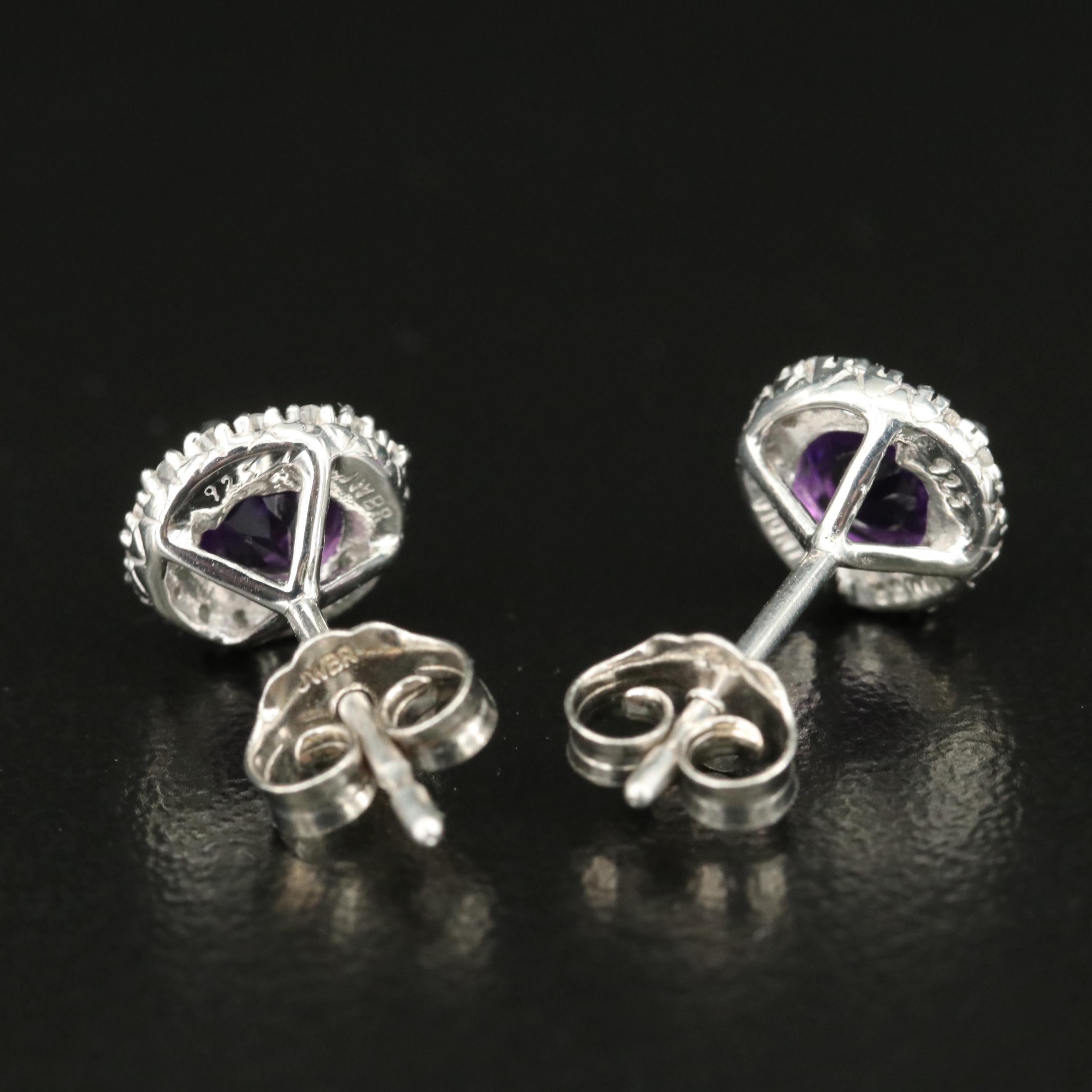 Sterling Amethyst and Sapphire Stud Earrings