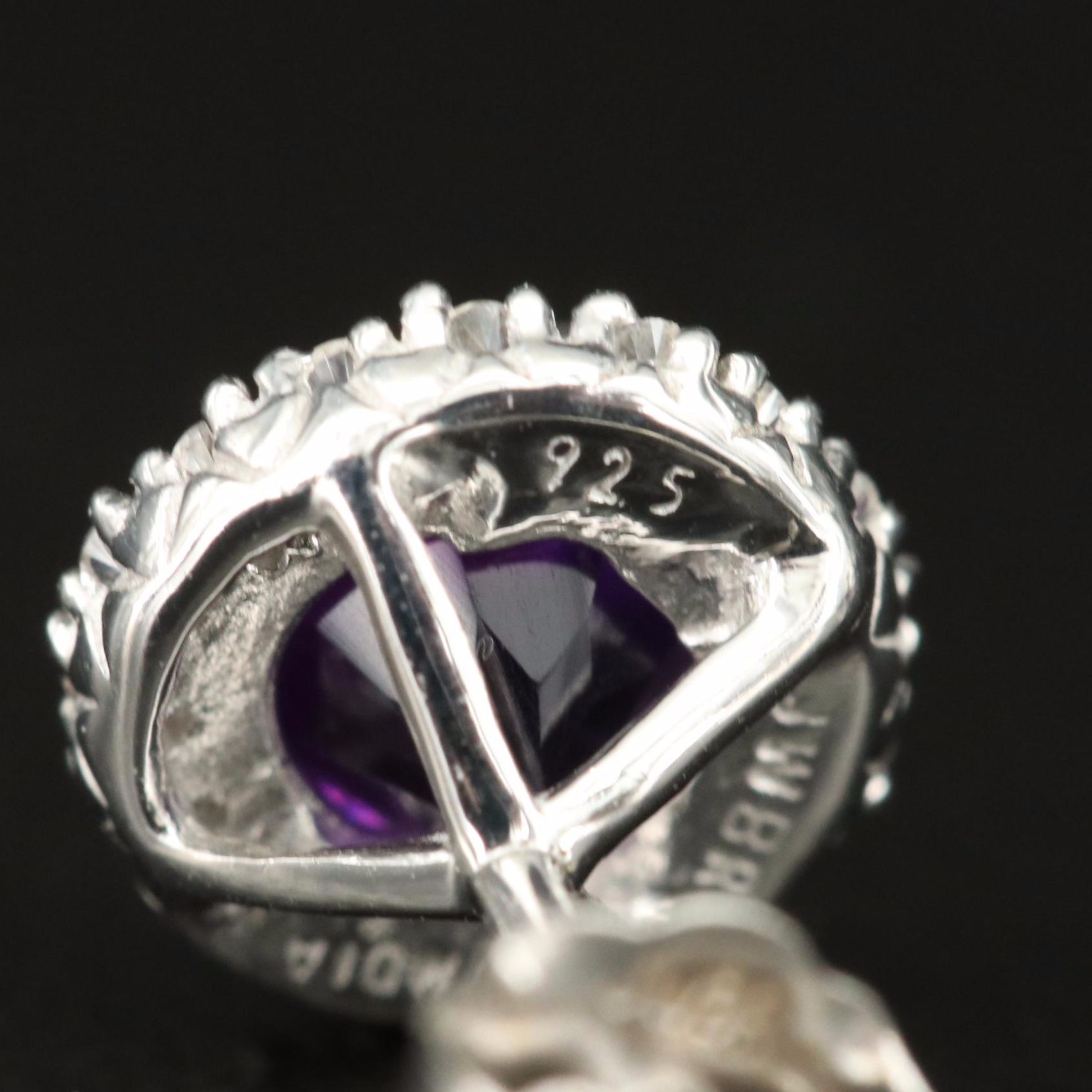 Sterling Amethyst and Sapphire Stud Earrings