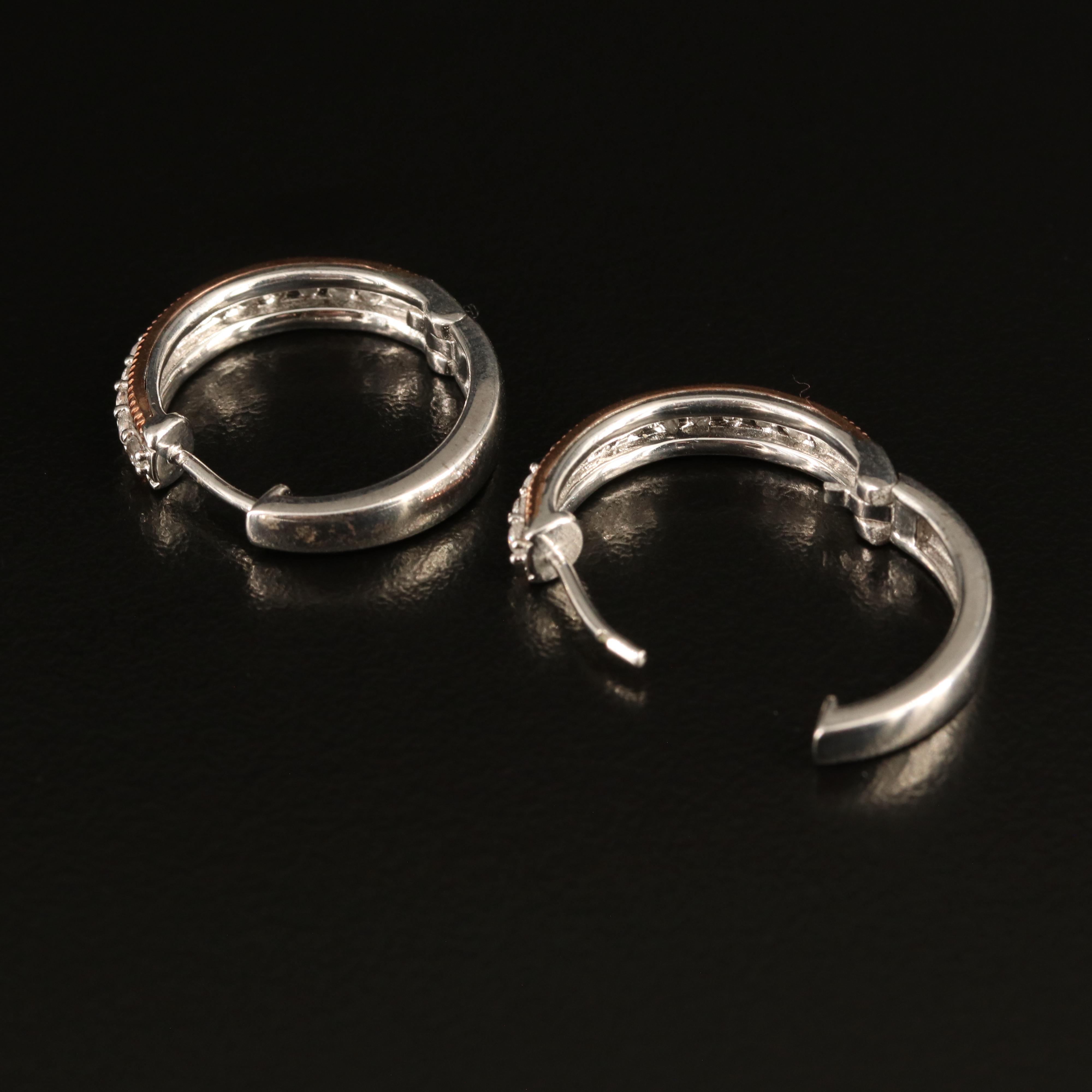 Sterling White Sapphire Hoop Earrings with 10K Accents